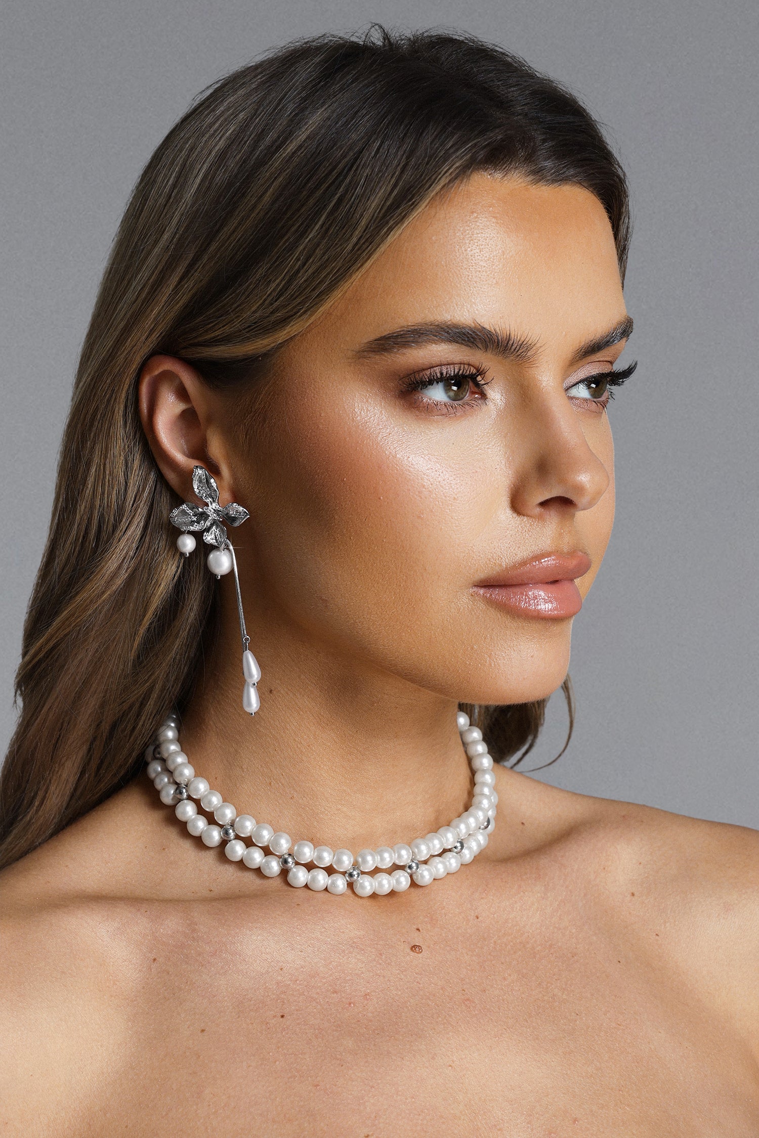 Yoli  Flower Pearl Drop Earrings	