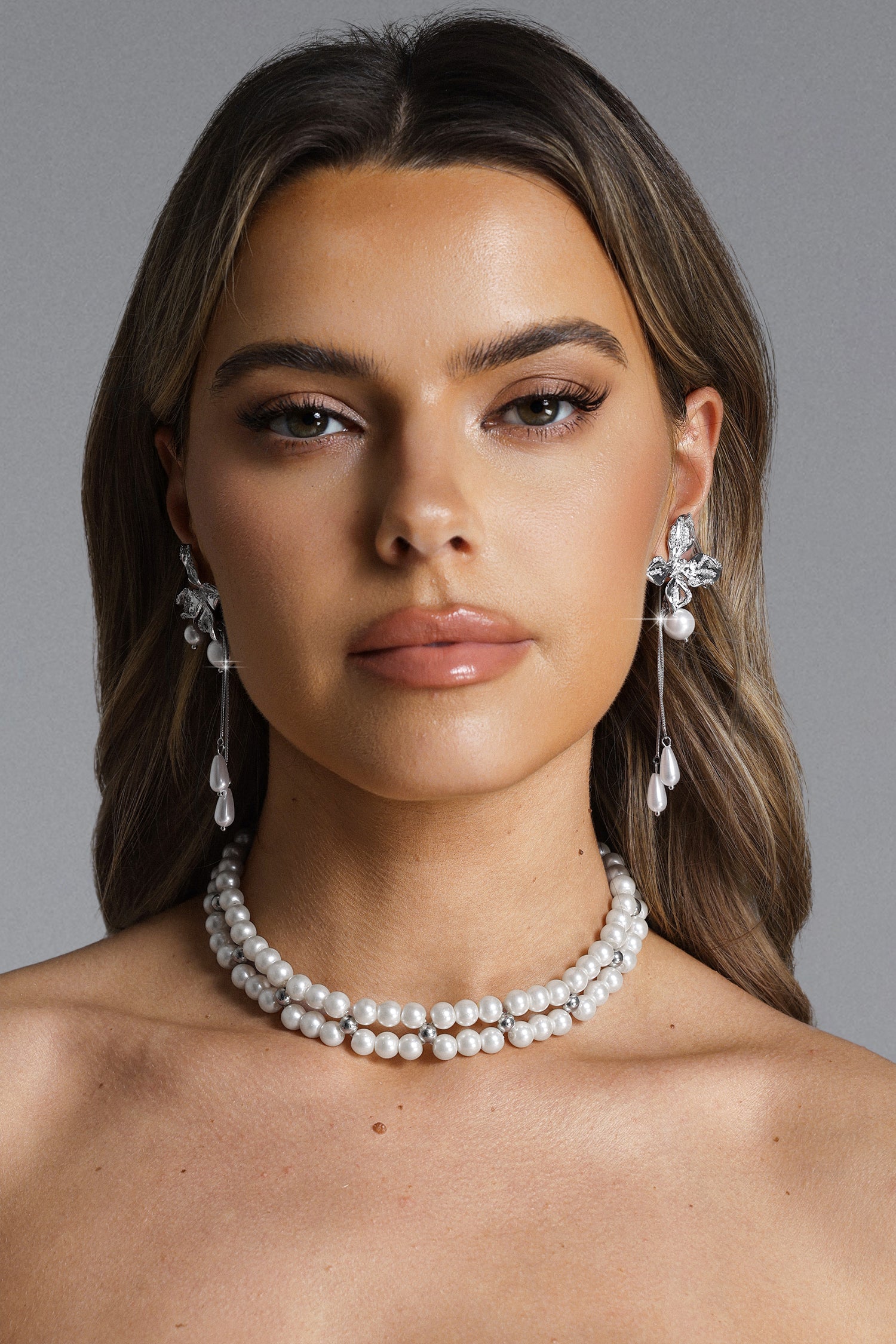 Yoli  Flower Pearl Drop Earrings	