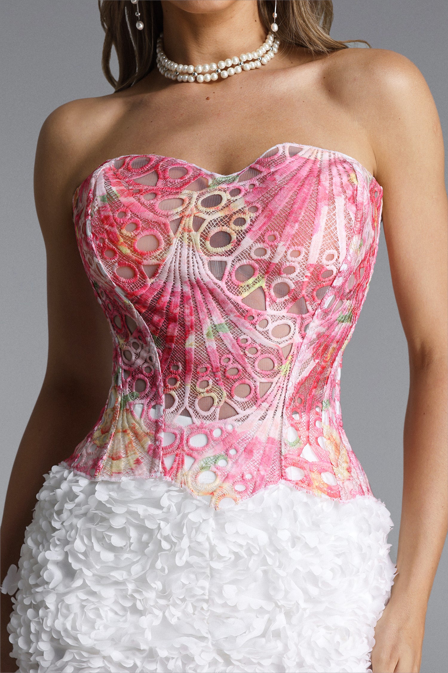 Kivi Sexy Contour Print Lace Pink Corset	