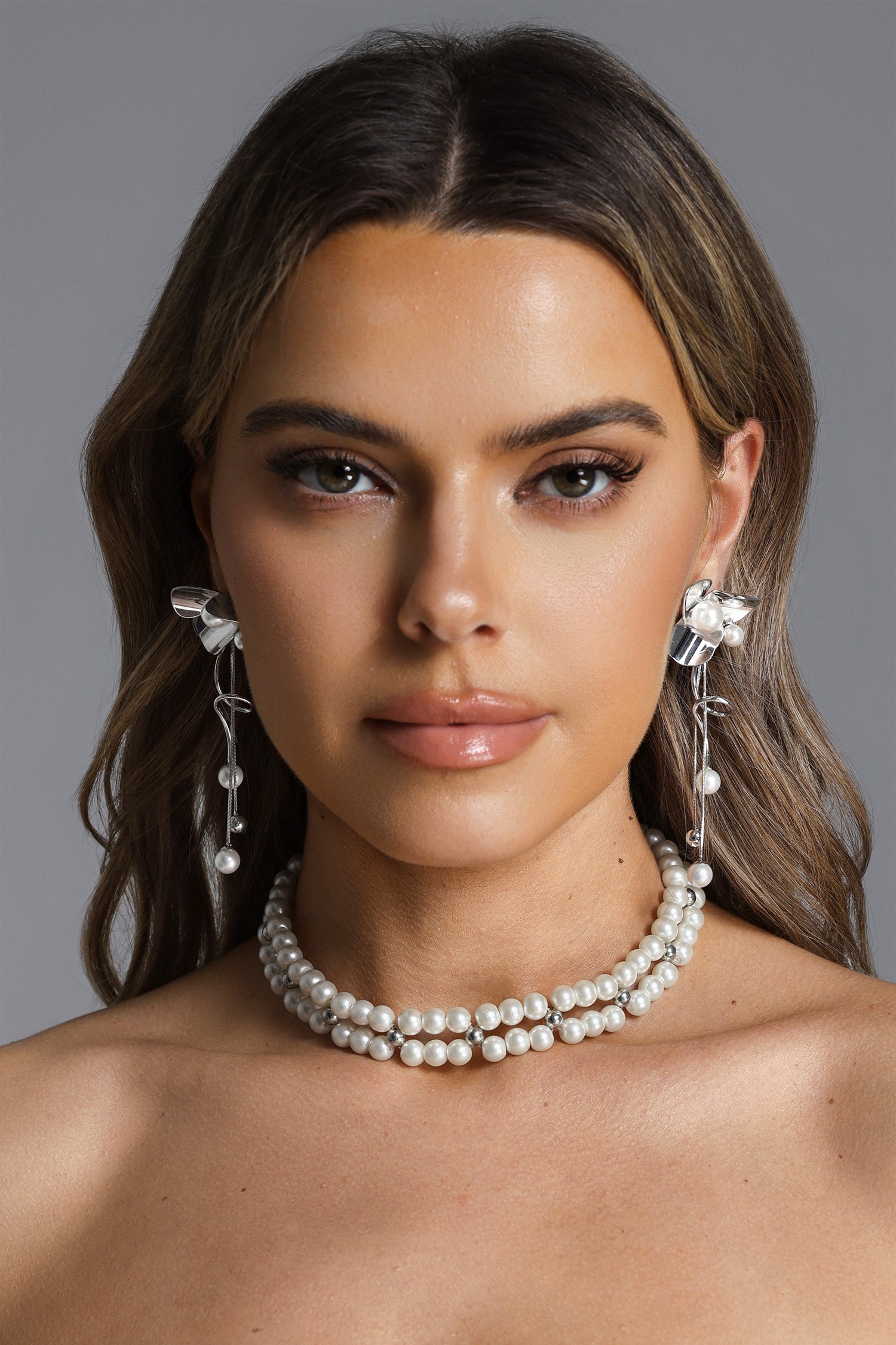 Elspeth Flower Pearl Drop Earrings	