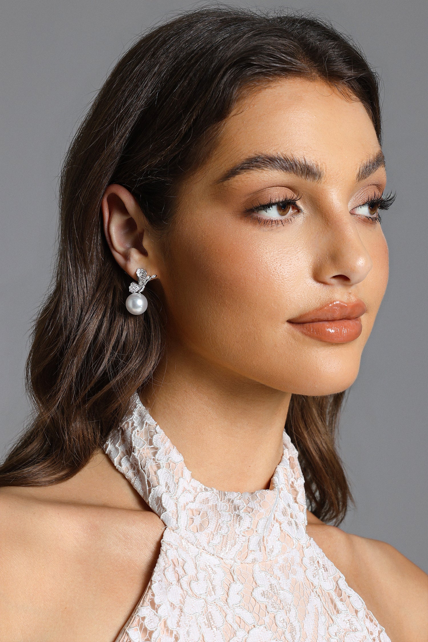 Forina Butterfly Pearl Diamond Earrings	