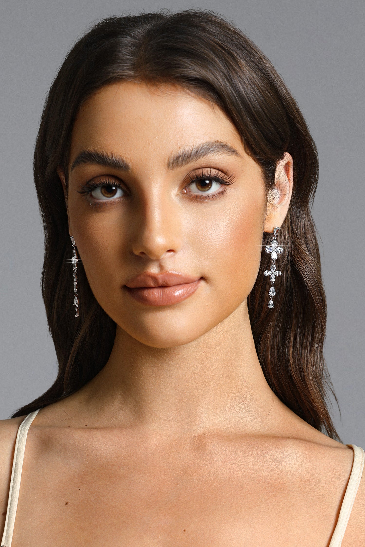 Yako Flower Diamond Drop Earrings	