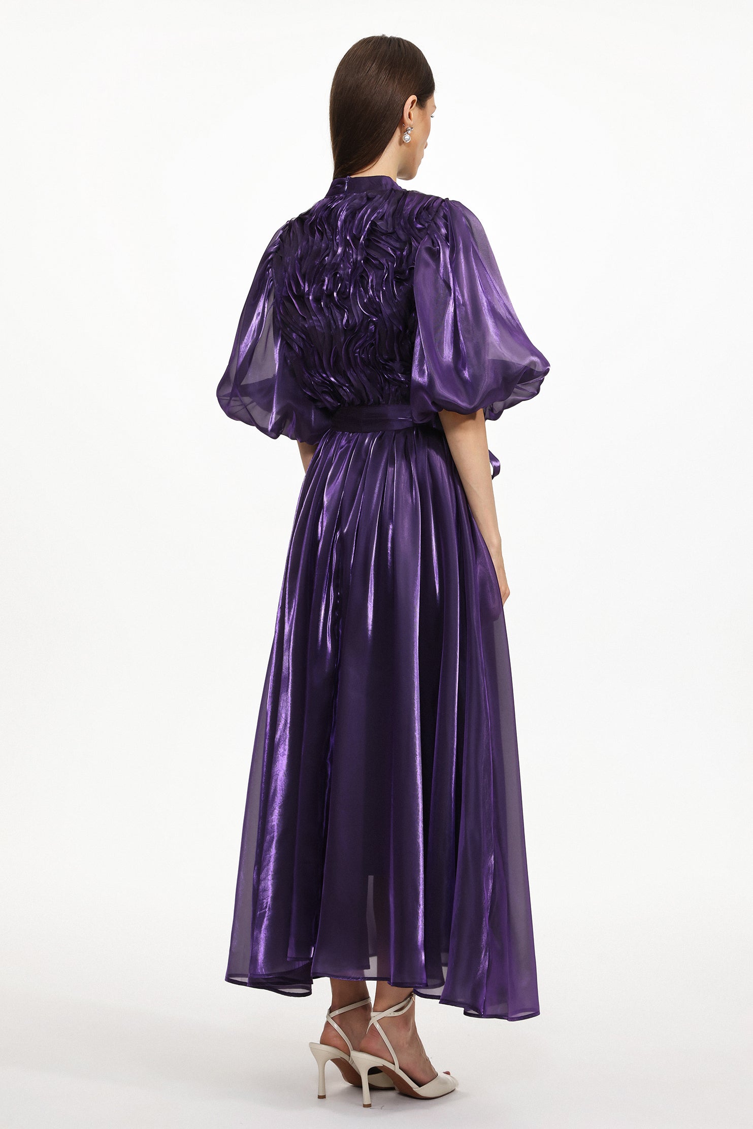 Haven Resort Flowy Puff Sleeve Organza Maxi Dress	