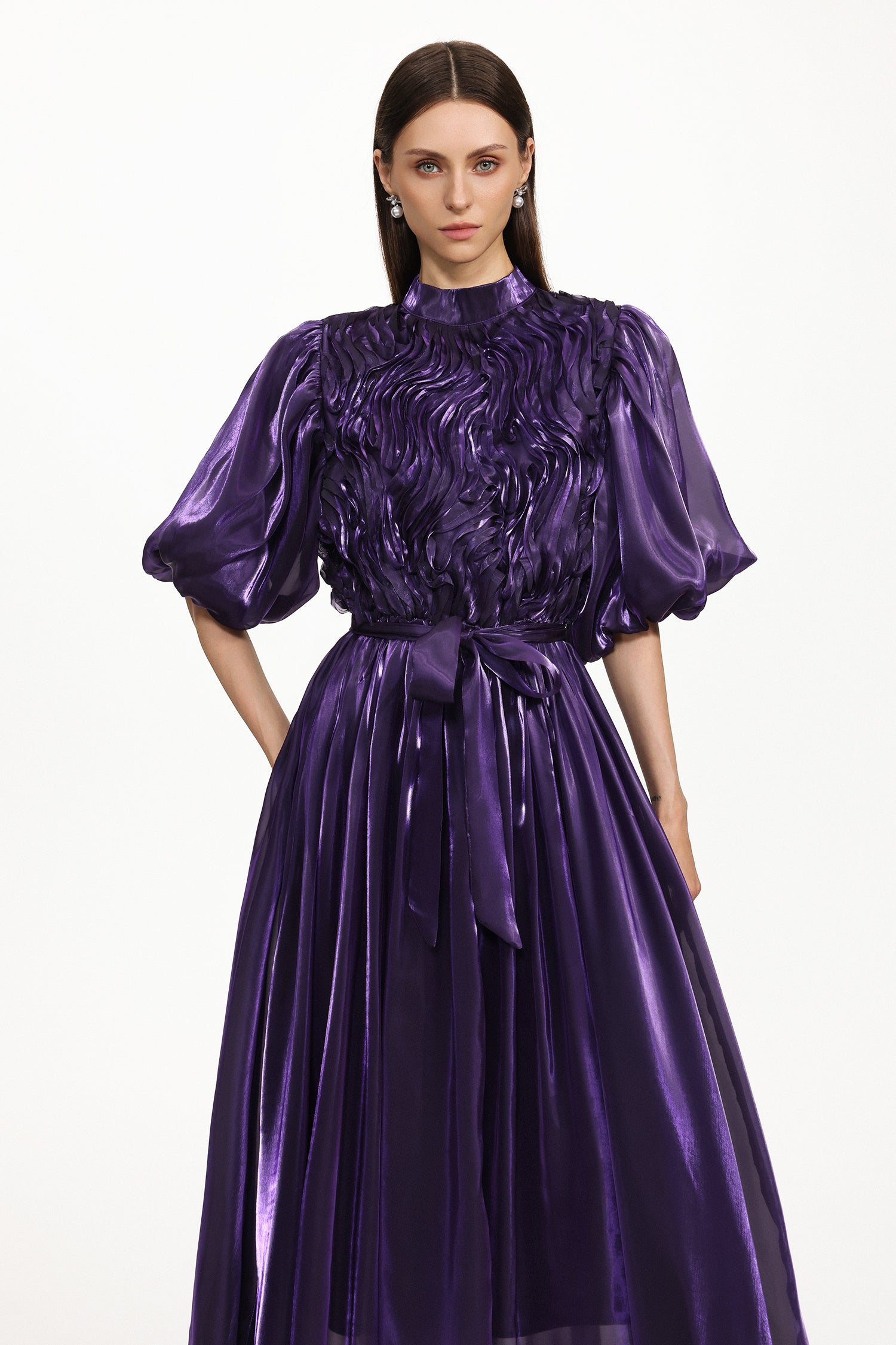 Haven Resort Flowy Puff Sleeve Organza Maxi Dress	