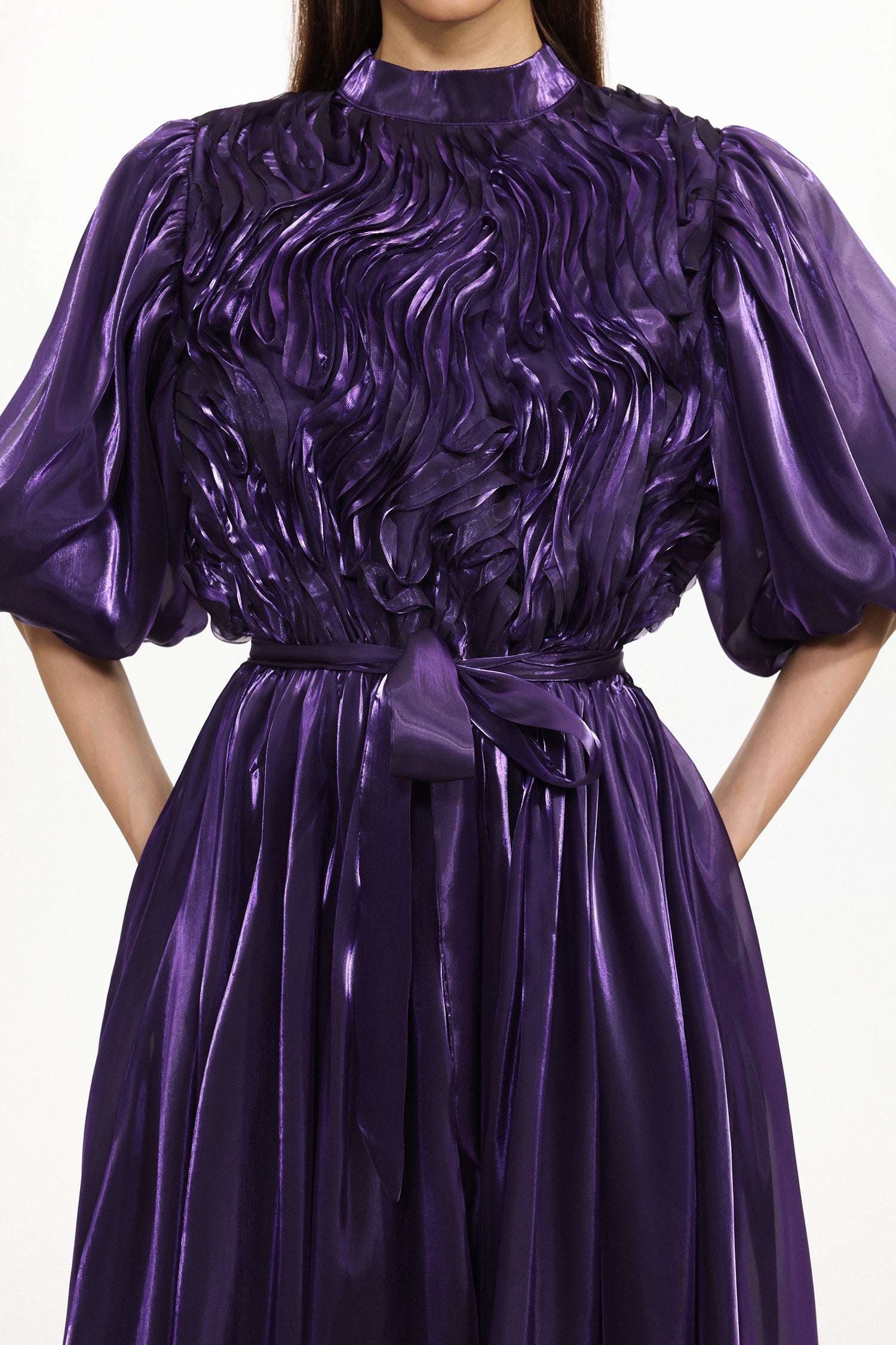 Haven Resort Flowy Puff Sleeve Organza Maxi Dress	