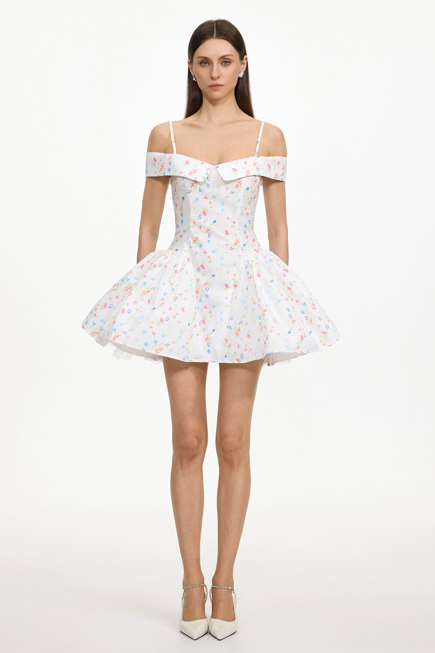 Florelle Chic Tailored Sleeveless Floral Print Woven Mini Dress	