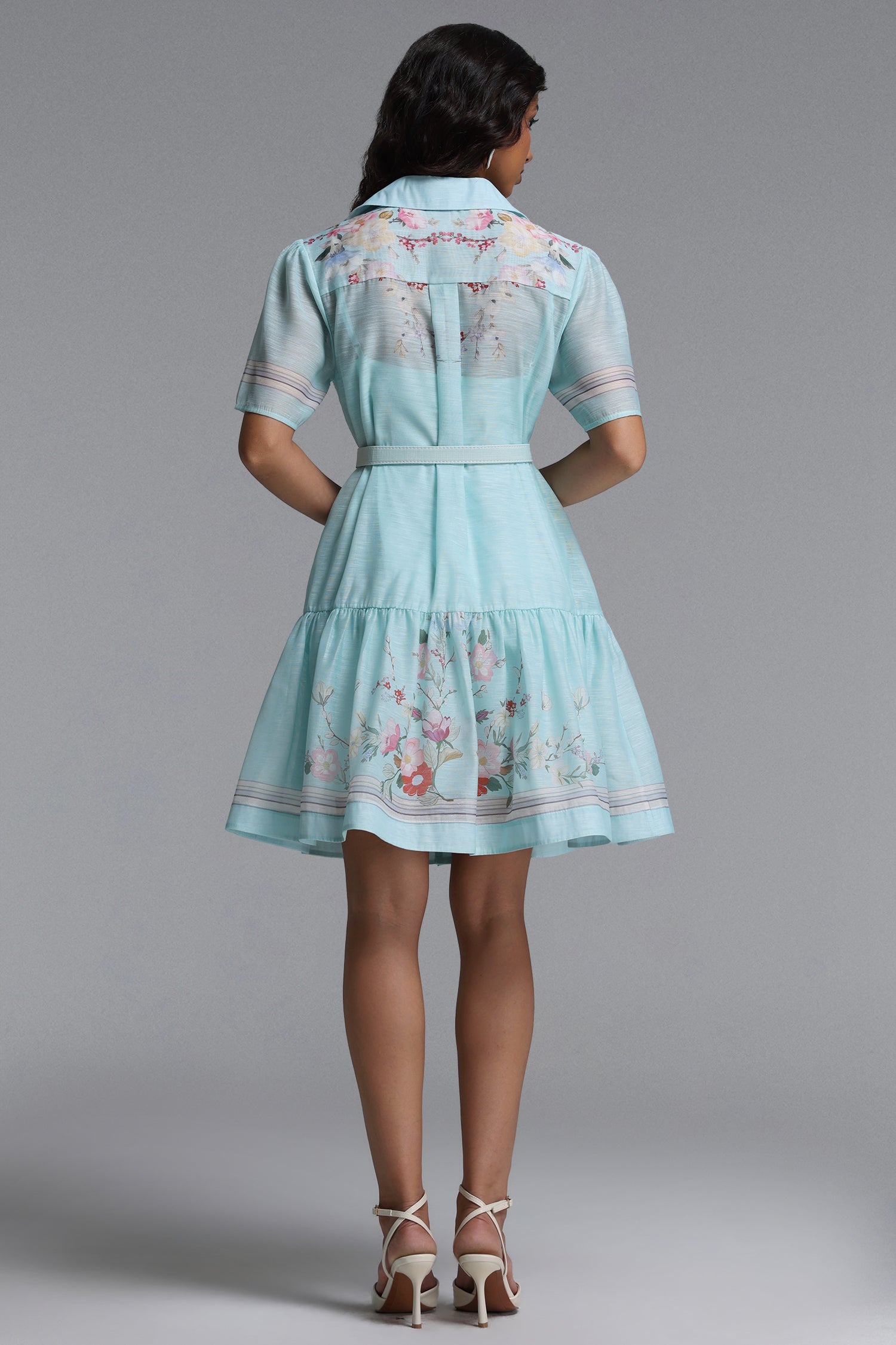 Nikuna Resort Flowy Short Sleeve Floral Print Woven Mini Dress	