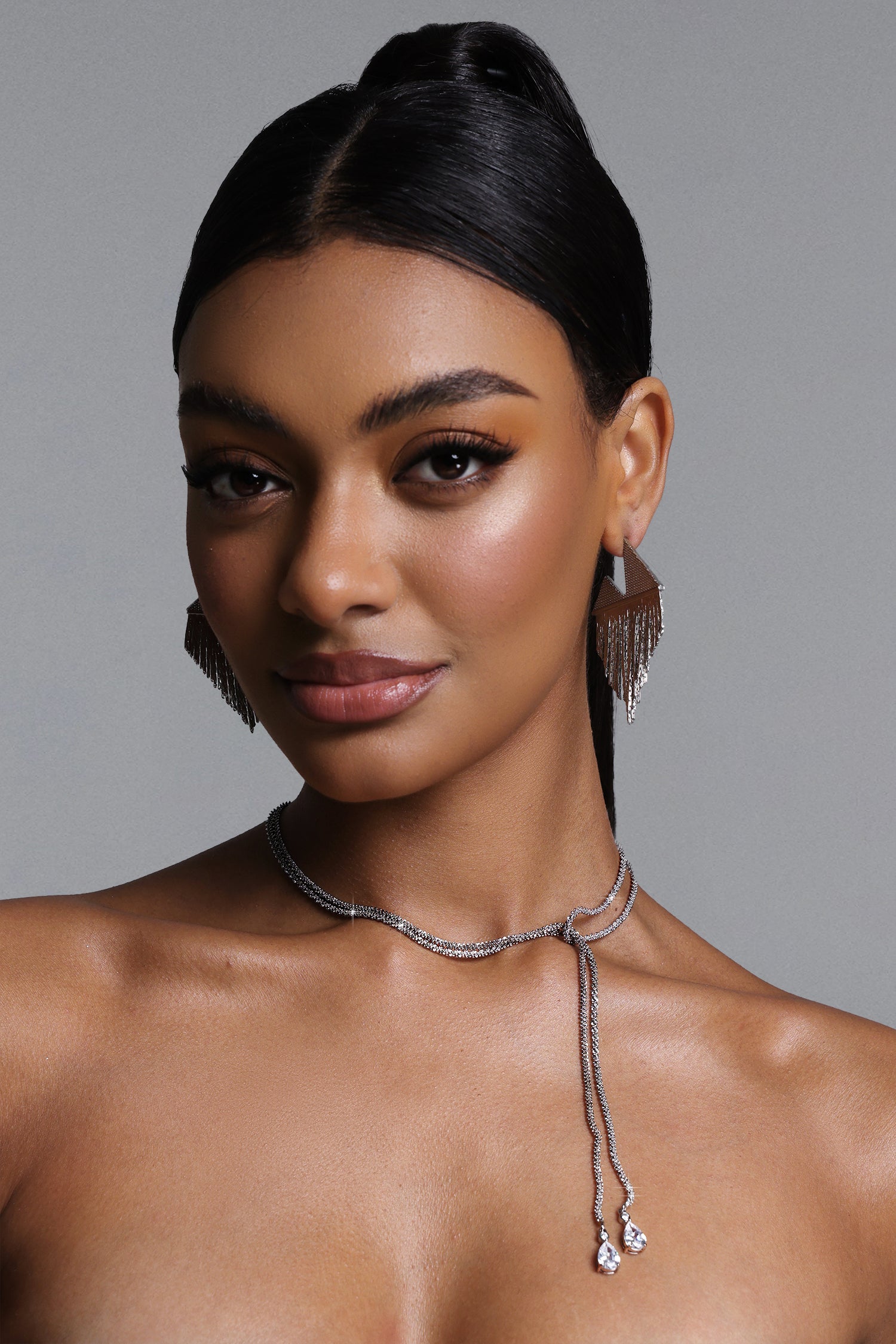Domio Rhinestone Teardrop Necklace	