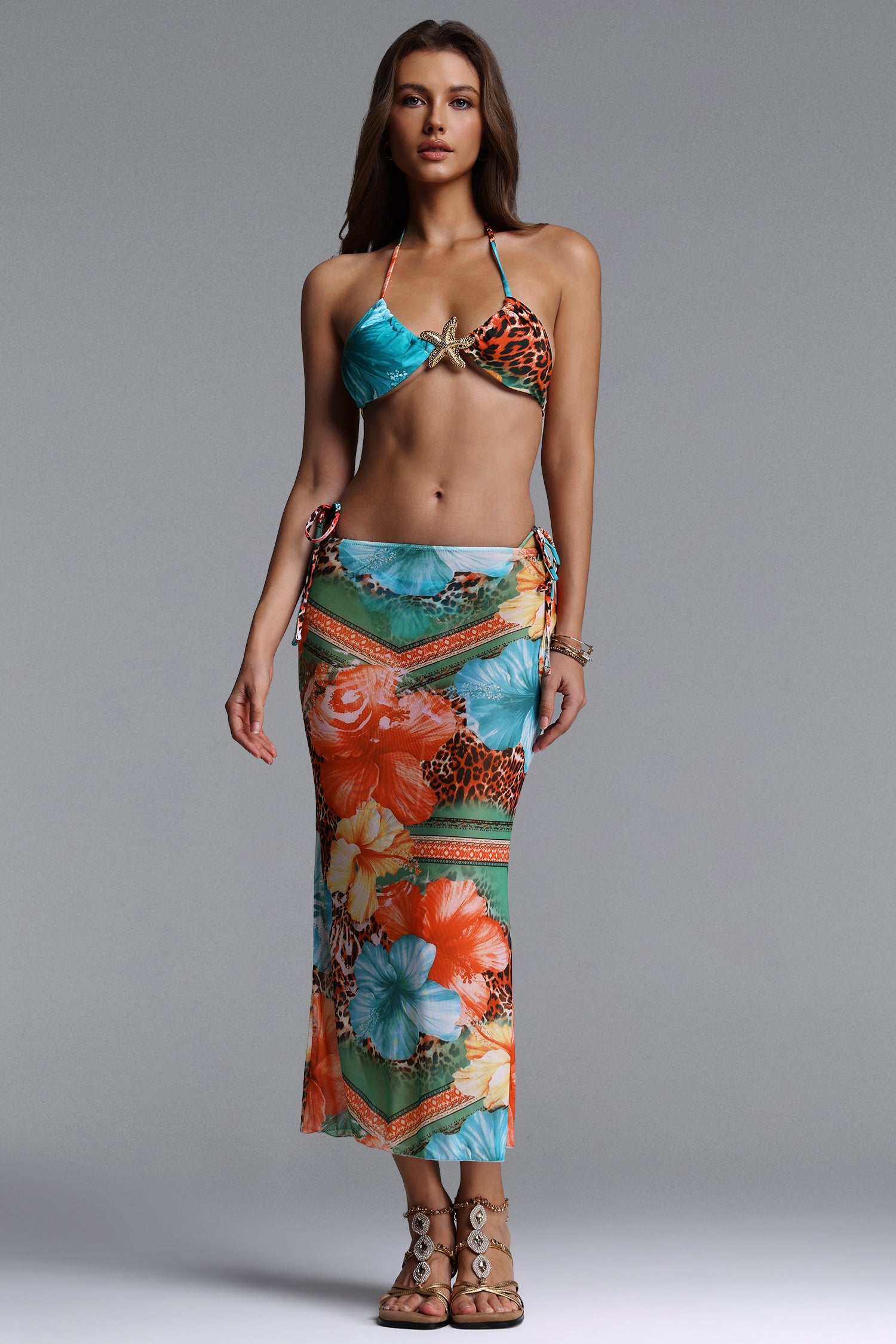 Joy Resort Contour Print Swimsuit Three Piece Set	