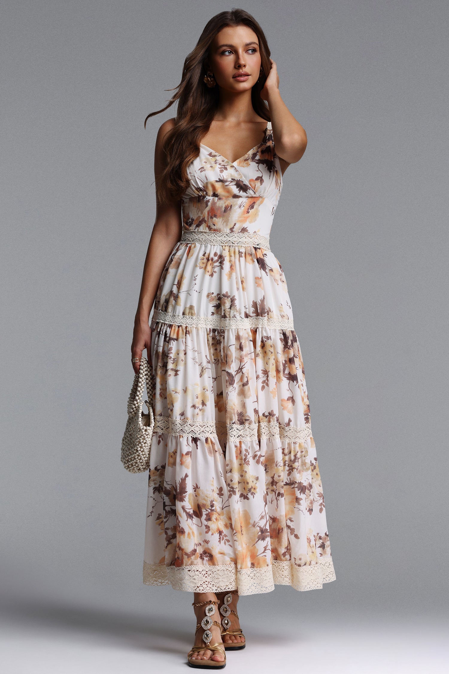 Lucica Resort Flowy Sleeveless Floral Print Woven Maxi Dress	