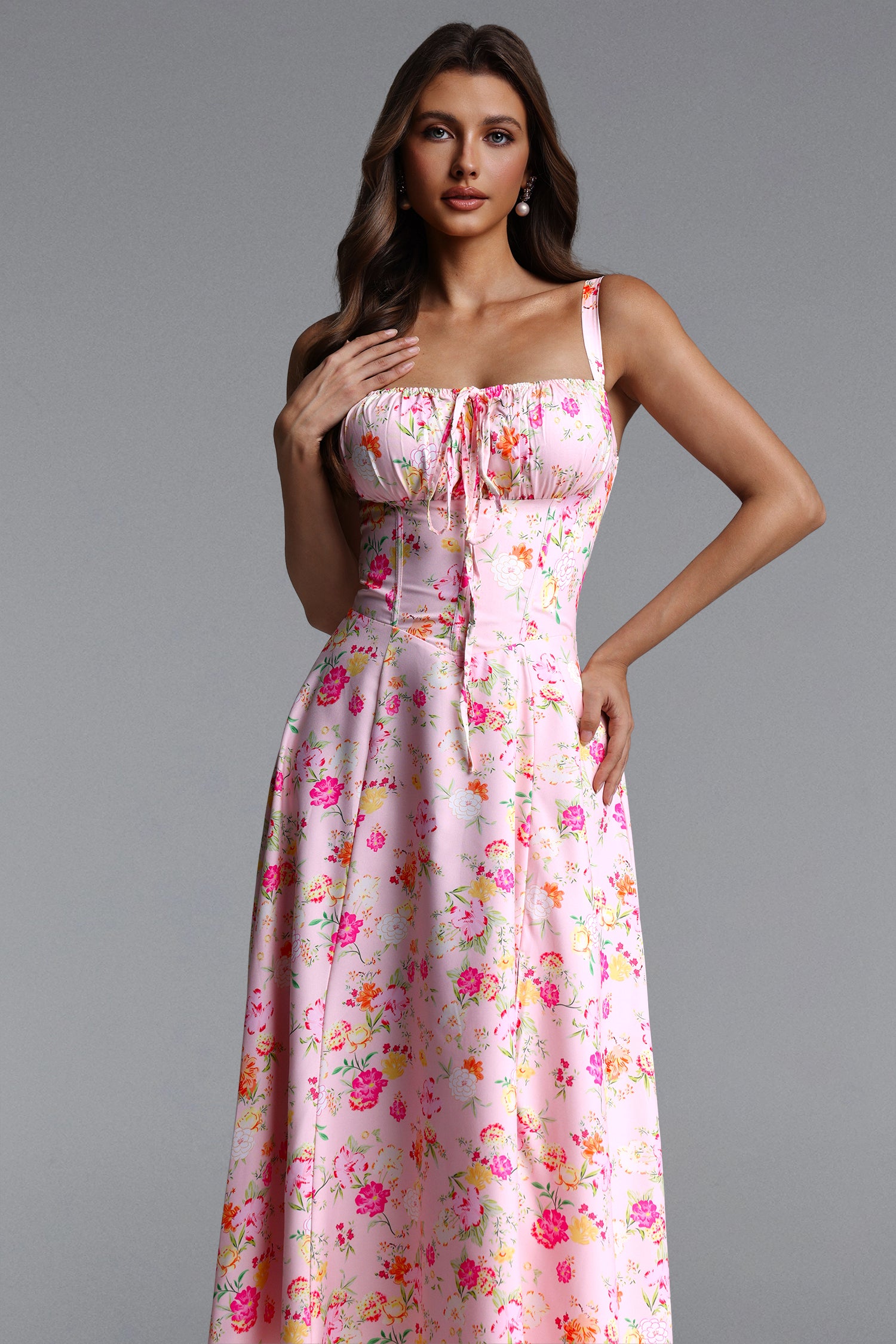 Edith Resort Flowy Sleeveless Floral Print Woven Maxi Dress	