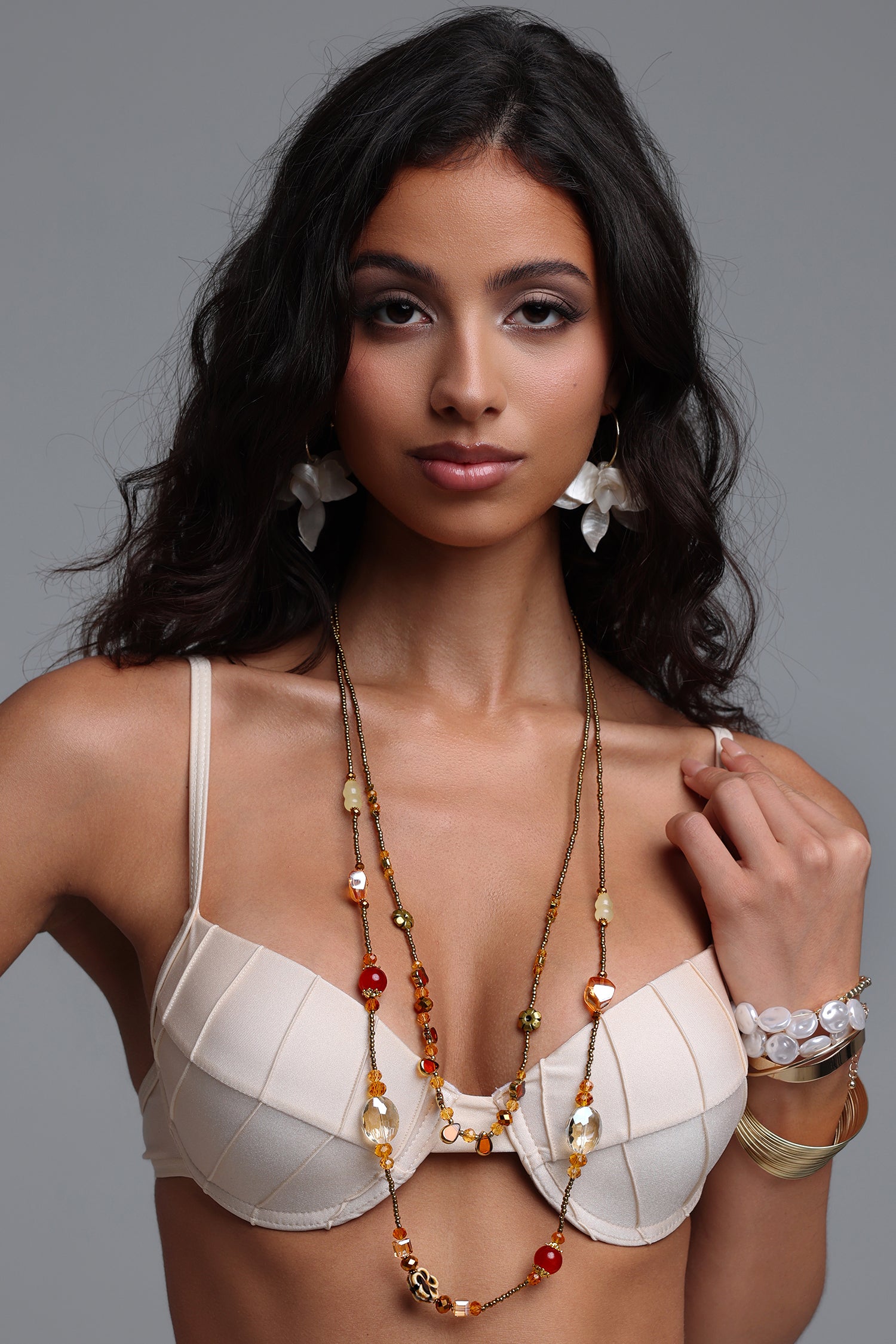 Josefina Mixed Bead Long Necklace	