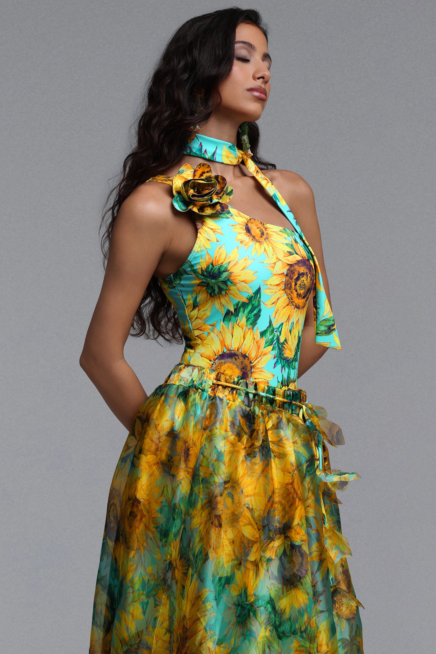 Elsie Resort Flowy Floral Print One Piece Swimsuit Two Piece set	