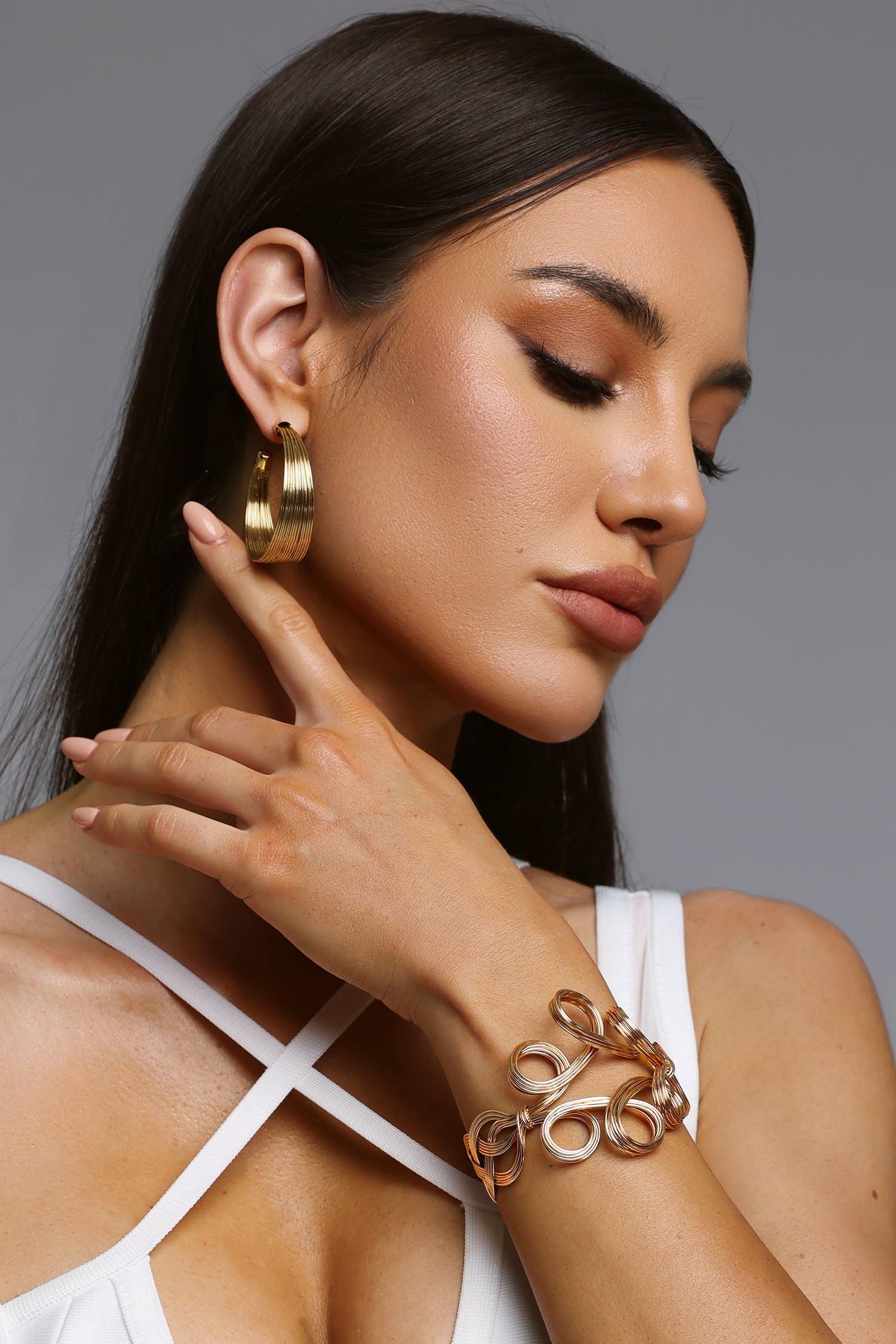 Kimmi Multi Wire Wrapped Open Cuff Bracelet	