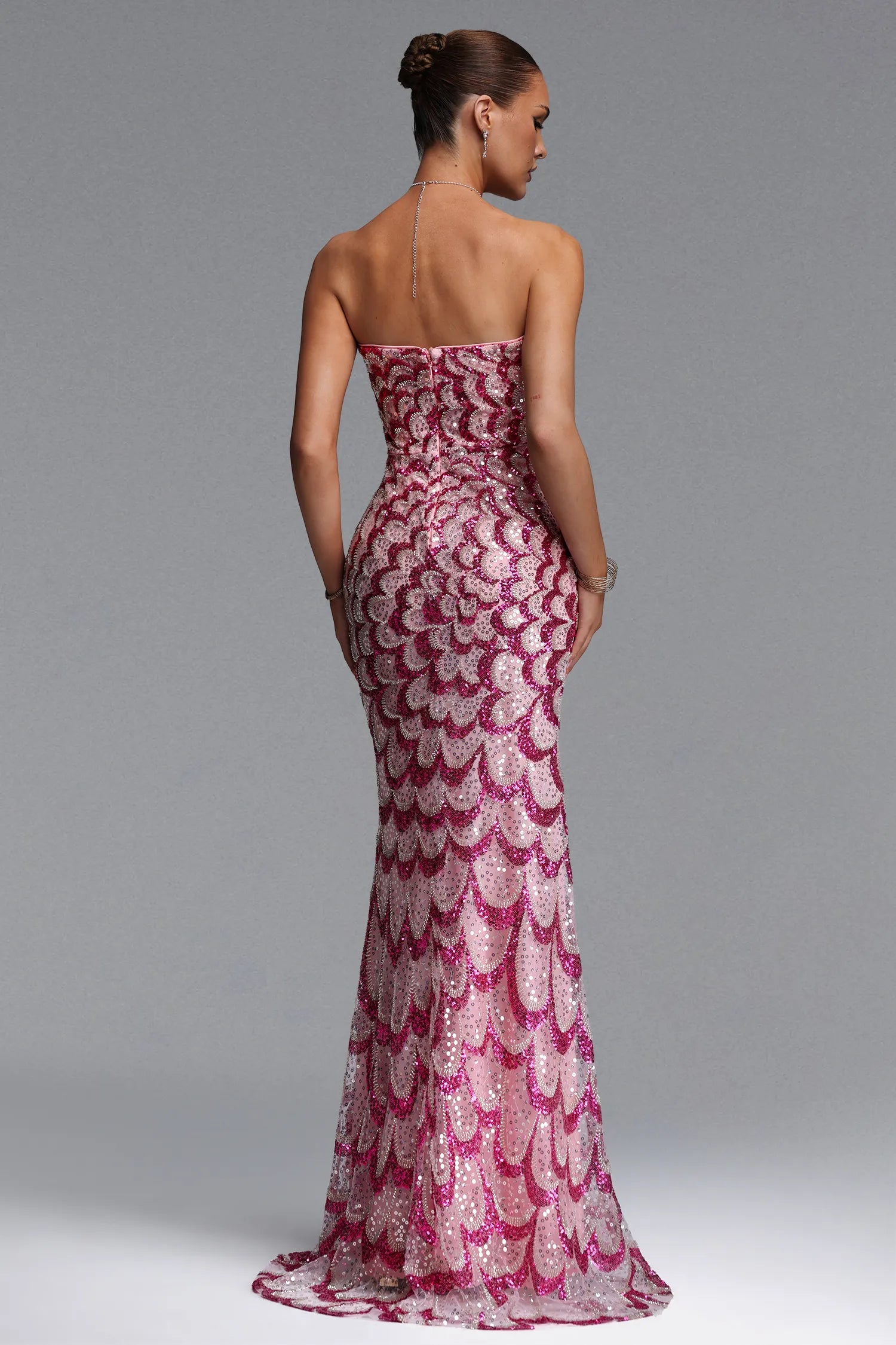 Facia Romantic Contour Strapless Sequin Maxi Dress