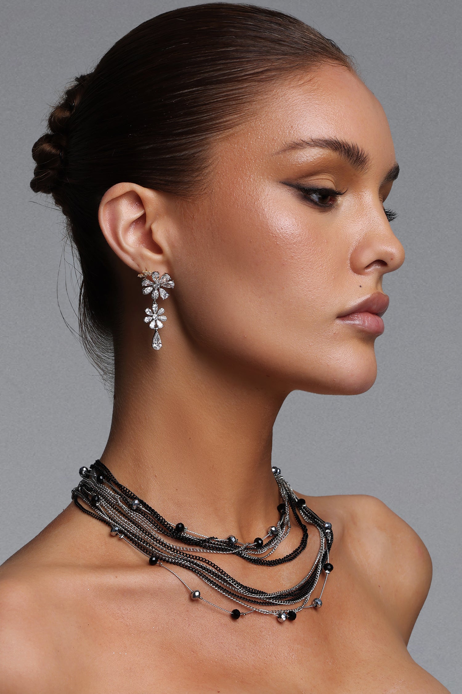 Denny Multi Layer Beaded Chain Necklace	