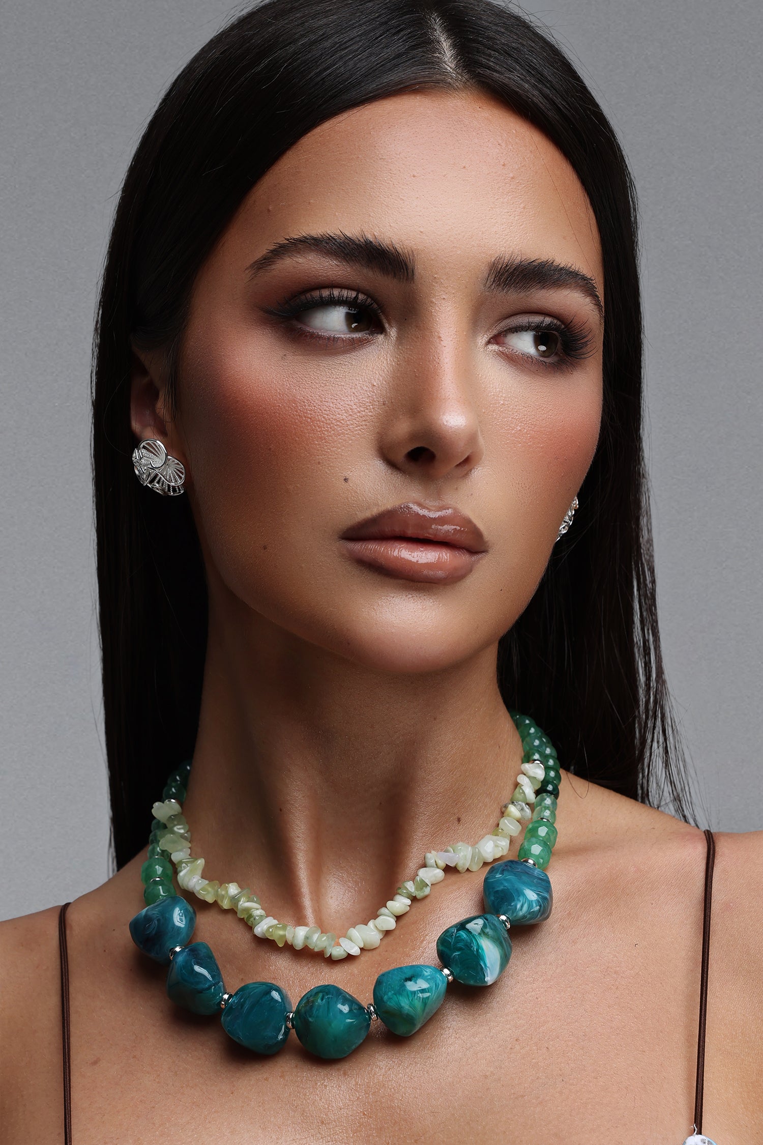 Tikia Green Stone Layered Necklace	