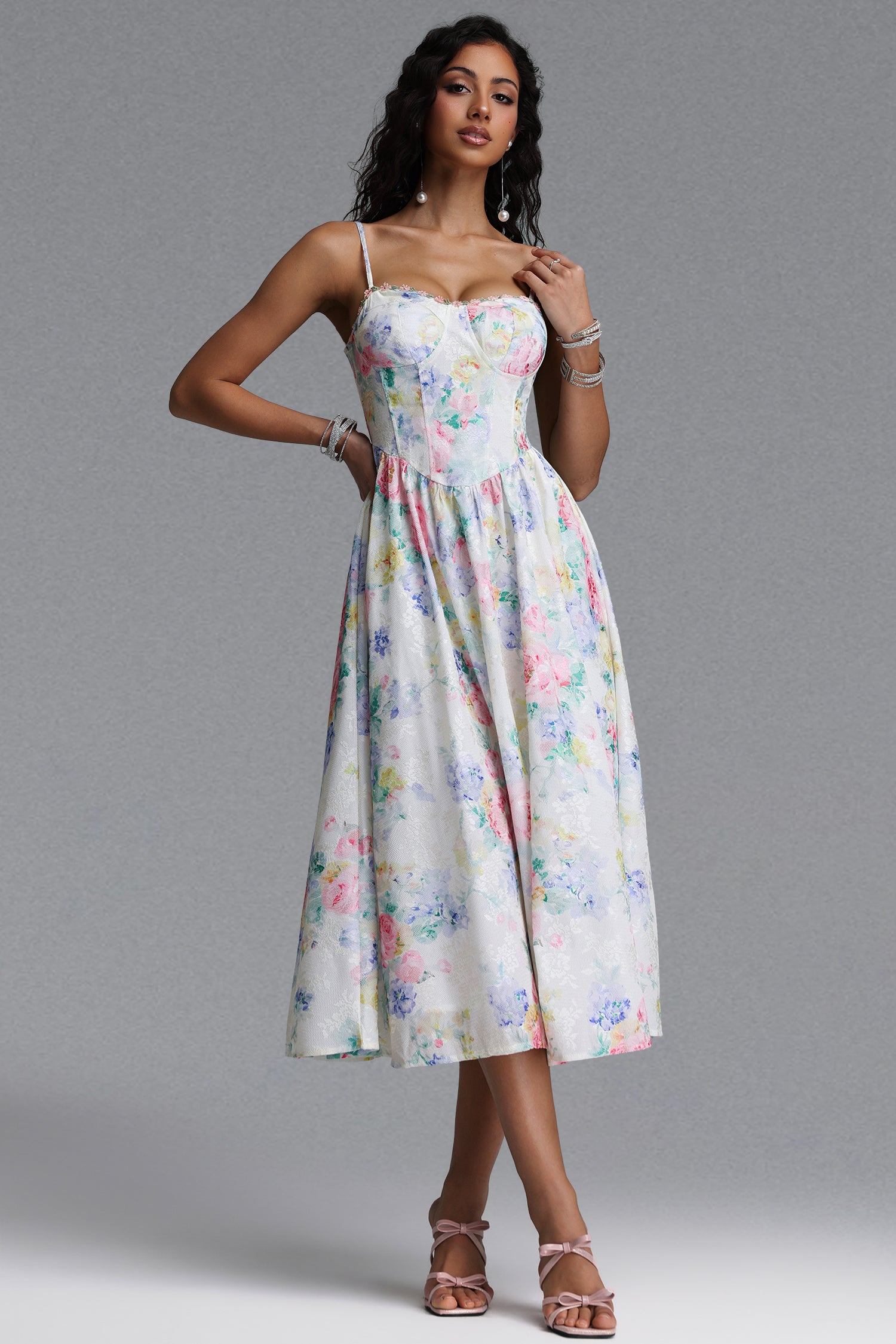 Enya Resort Flowy Sleeveless Floral Print Woven Maxi Dress	