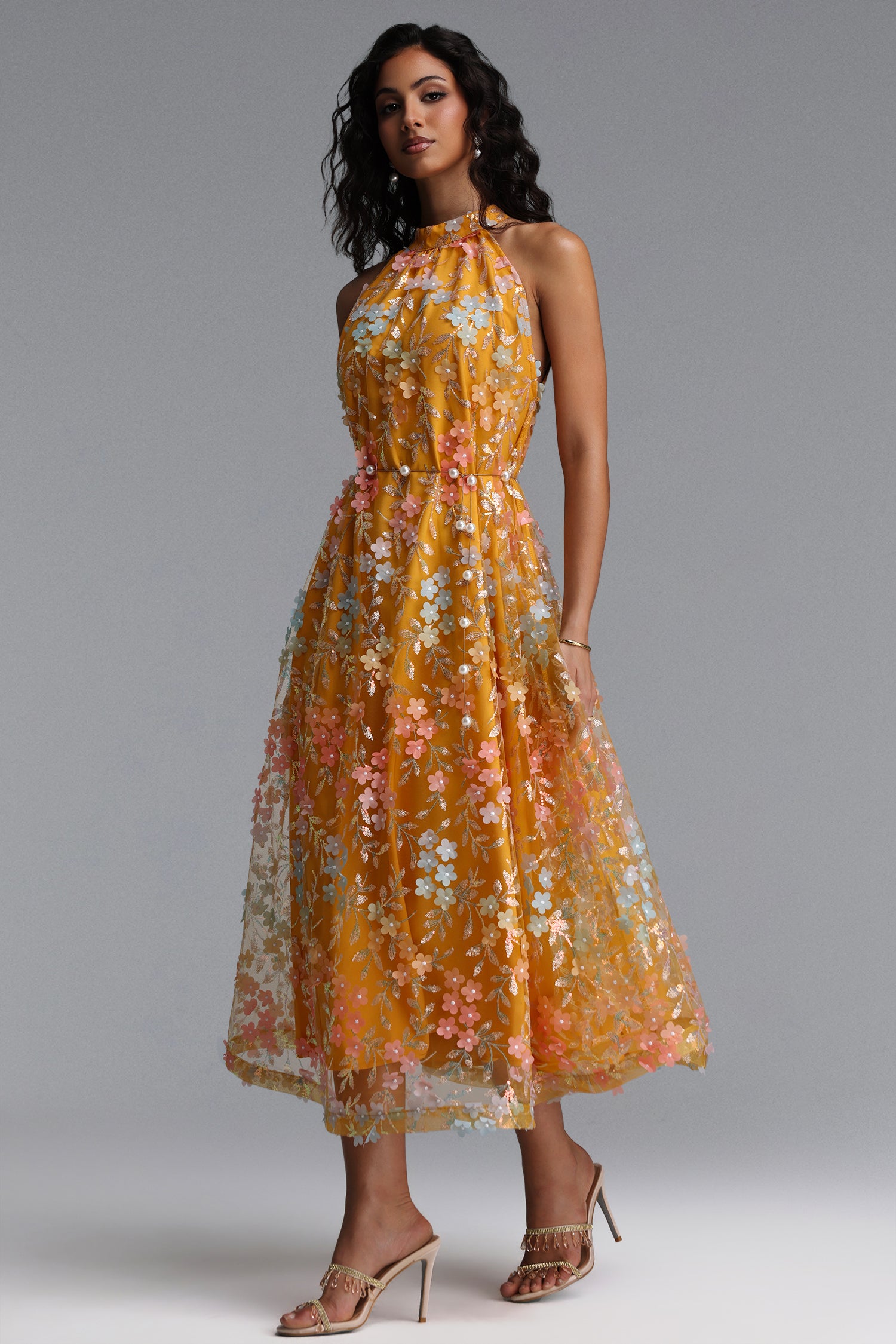 Vleah Resort Flowy Sleeveless Floral Woven Maxi Dress	