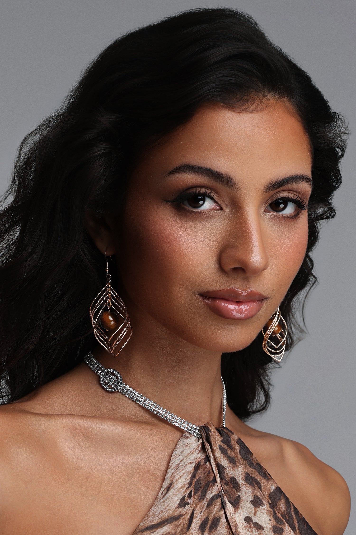 Filasy Gold Amber Long Drop Earrings	