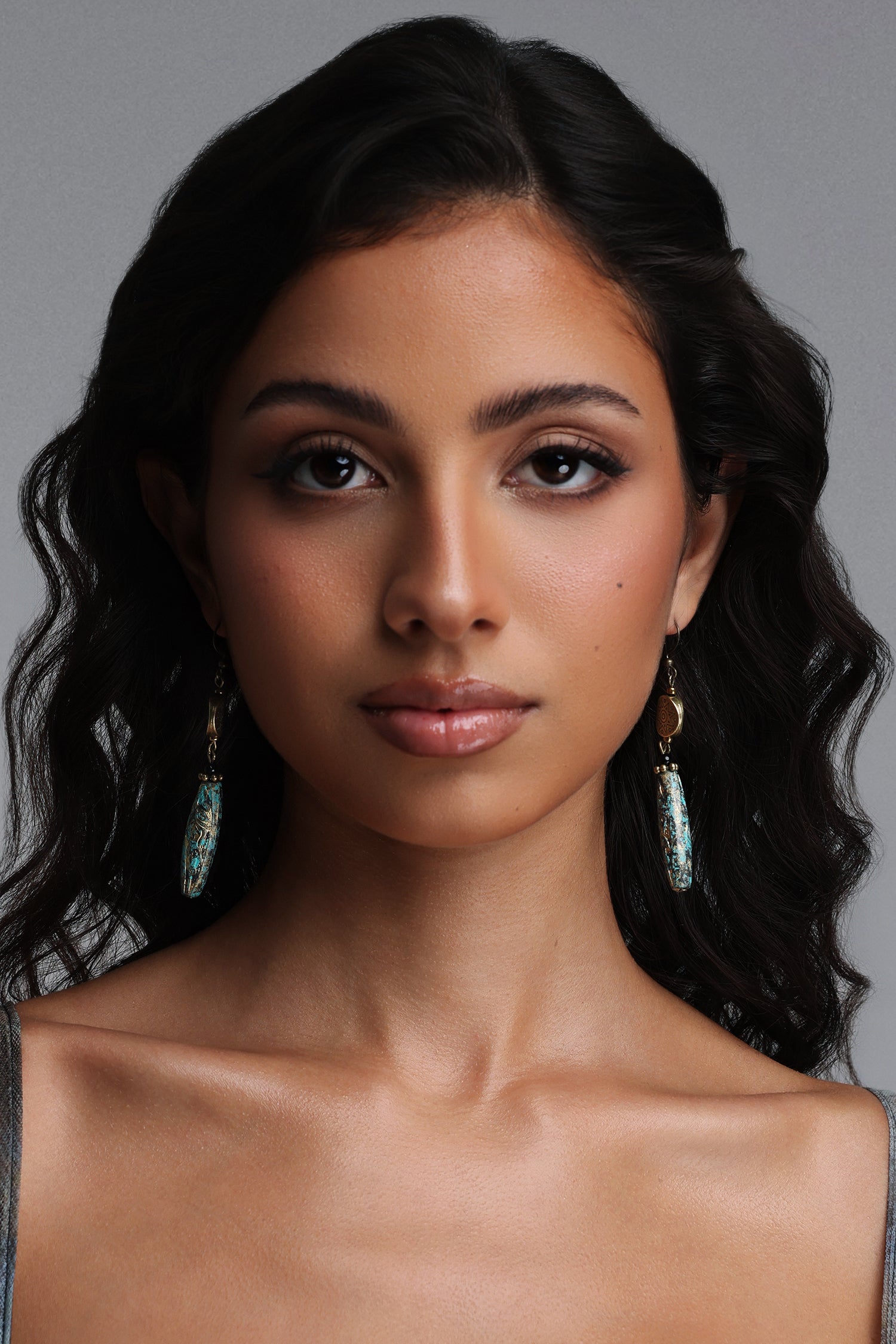 Lotus Vintage Gold Dangle Earrings	