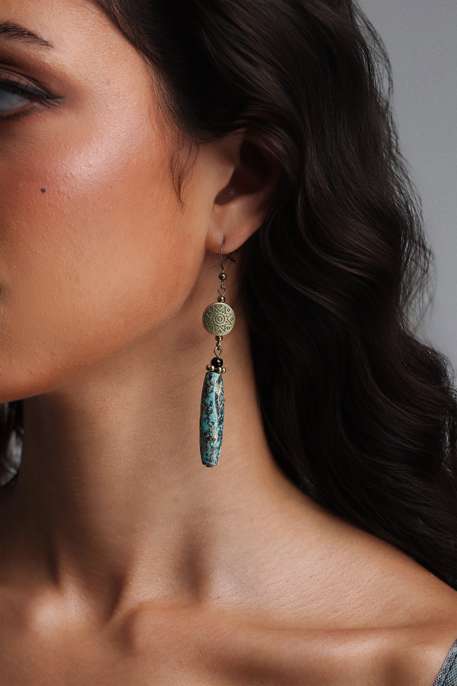 Lotus Vintage Gold Dangle Earrings	