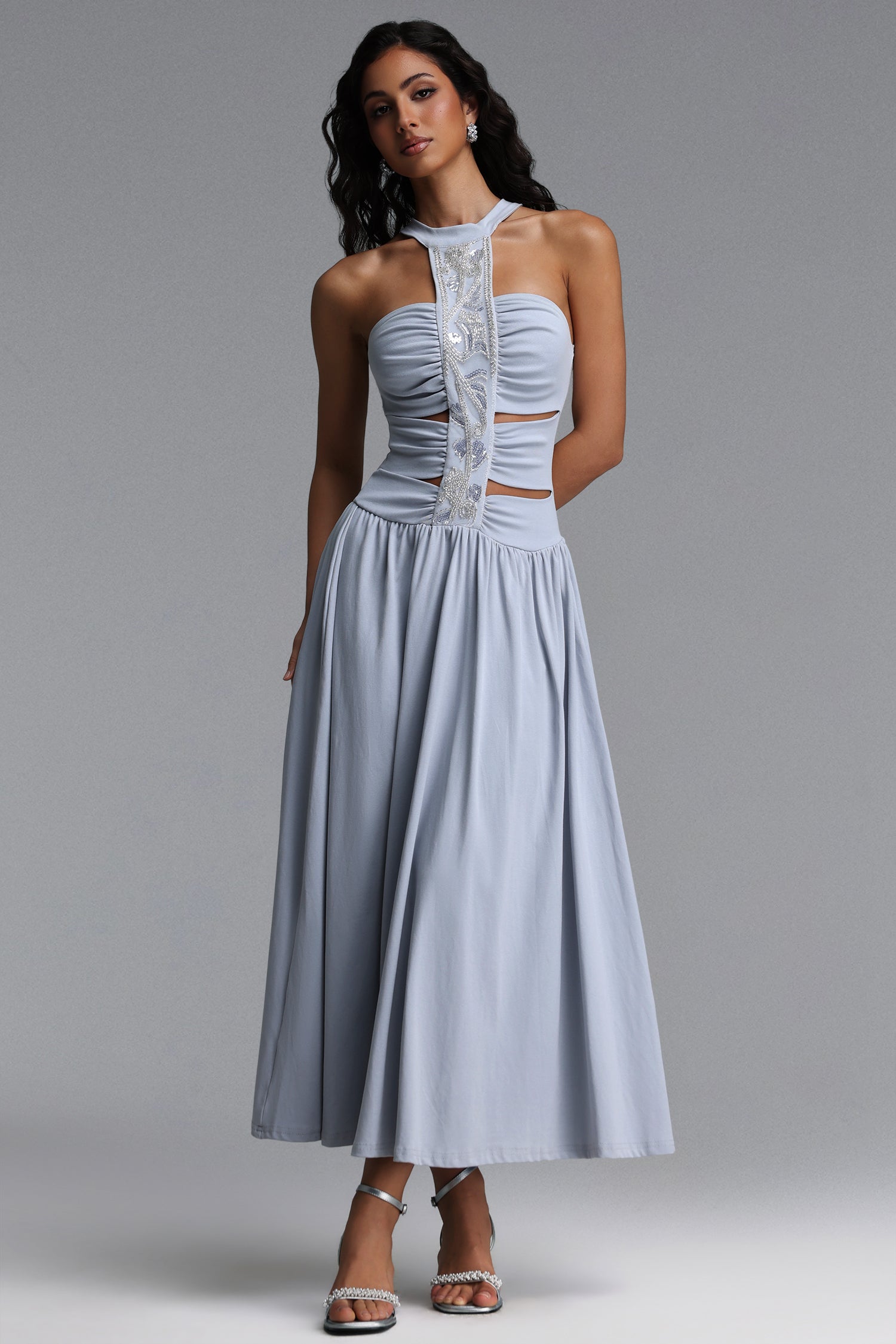 Irana Chic Contour Sleeveless Cut Out Knit Maxi Dress	