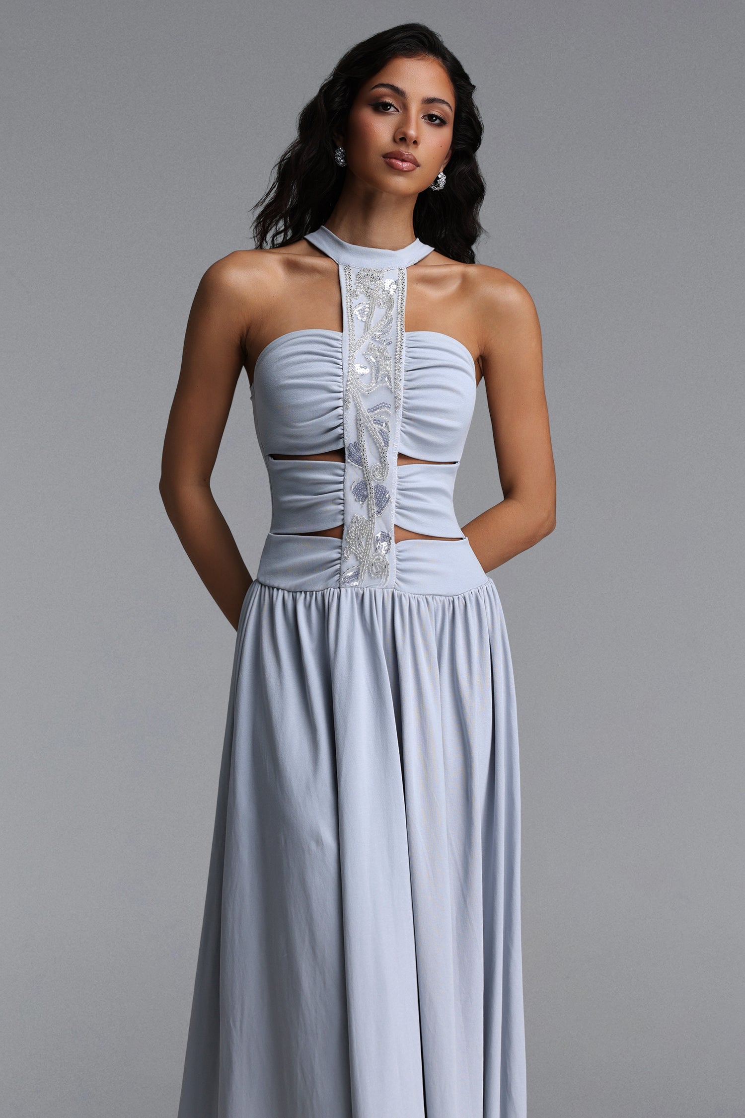 Irana Chic Contour Sleeveless Cut Out Knit Maxi Dress	