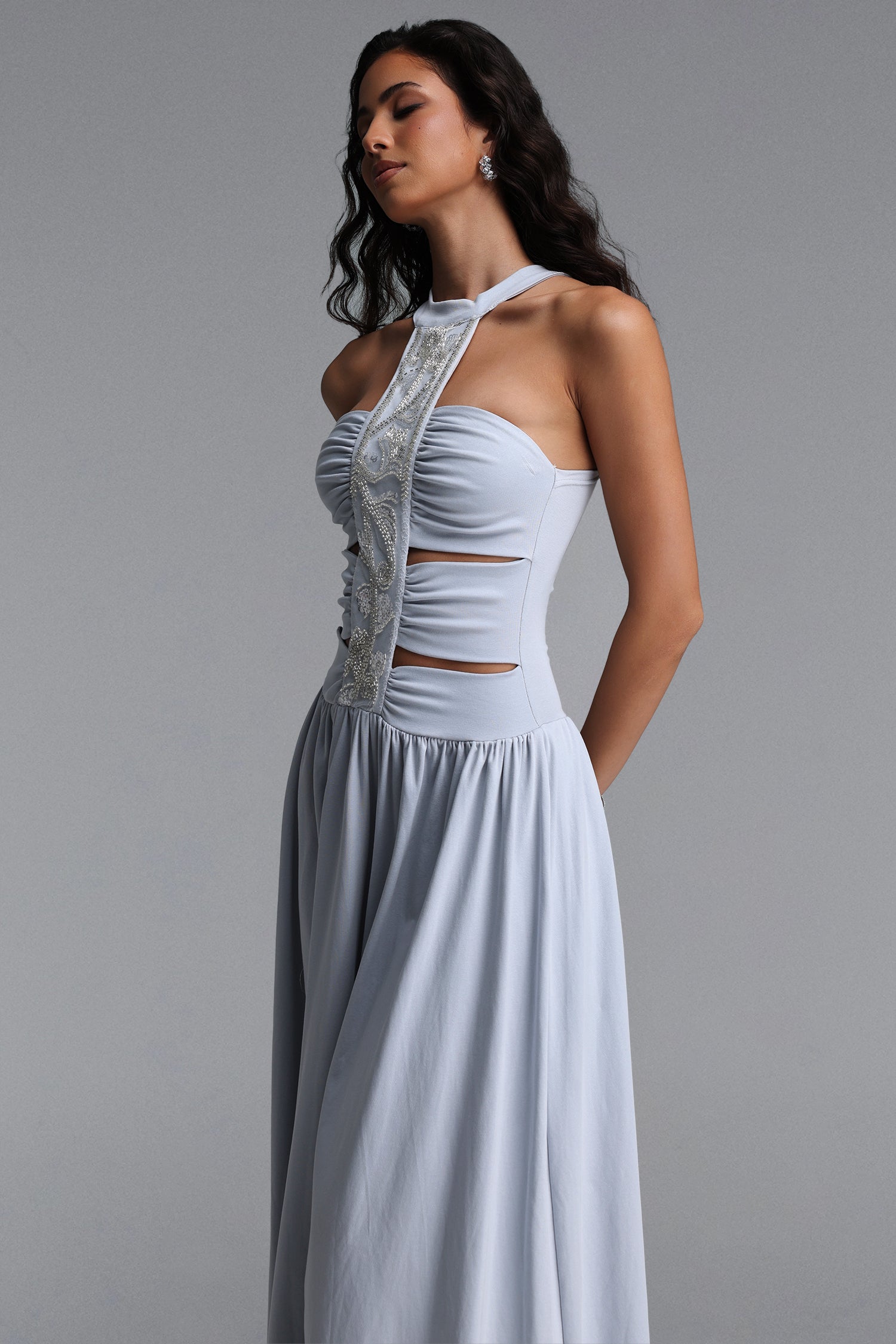 Irana Chic Contour Sleeveless Cut Out Knit Maxi Dress	