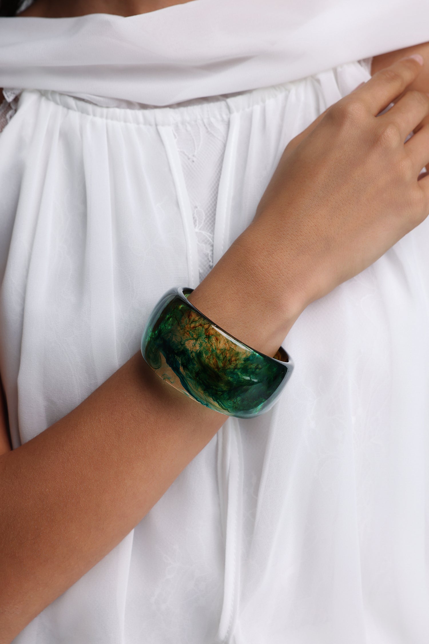 Edeline Green Ink Resin Bangle	