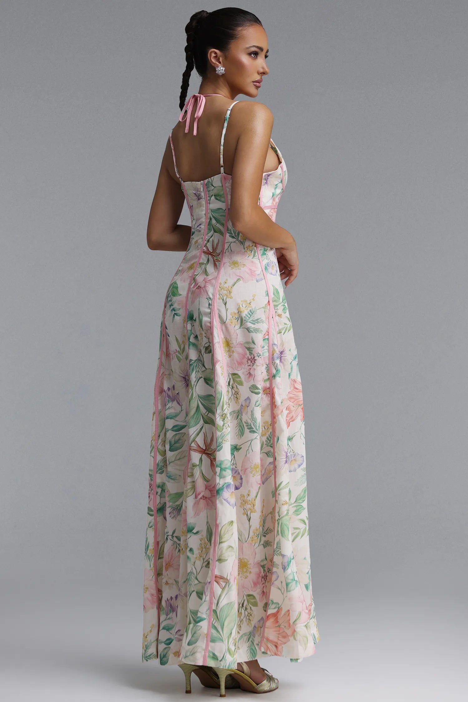 Jodinin Resort Flowy Spaghetti Strap Floral Print Woven Maxi Dress