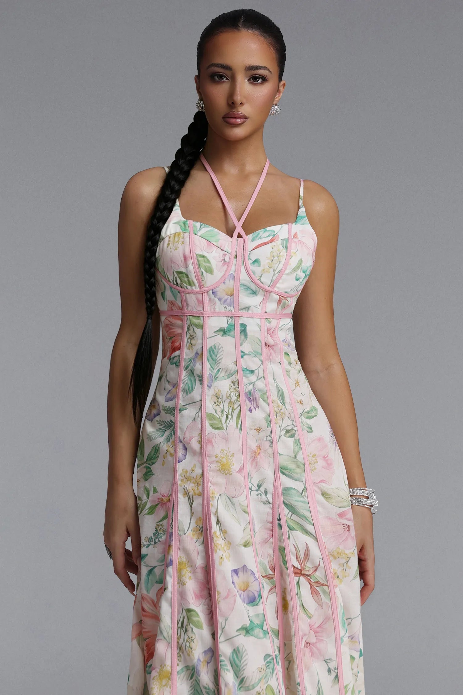 Jodinin Resort Flowy Spaghetti Strap Floral Print Woven Maxi Dress