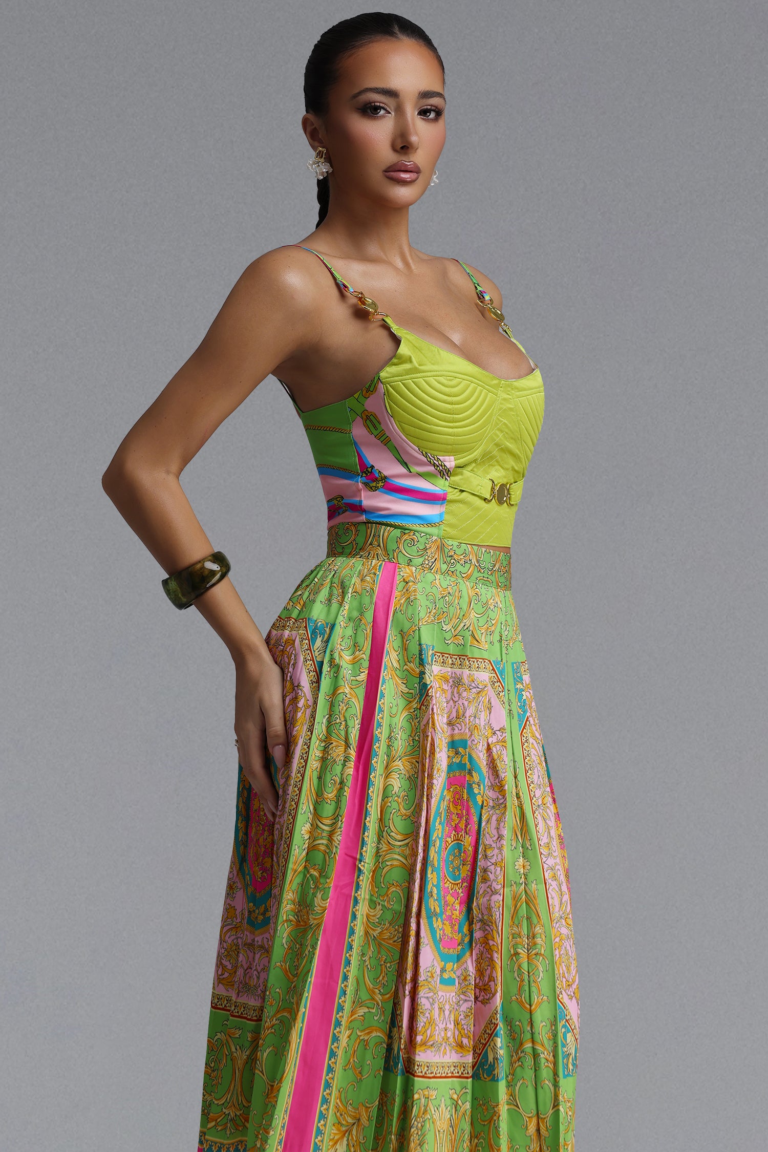 Felicity Resort Flowy Sleeveless Floral Print Woven Top and Skirt Two Piece Set	