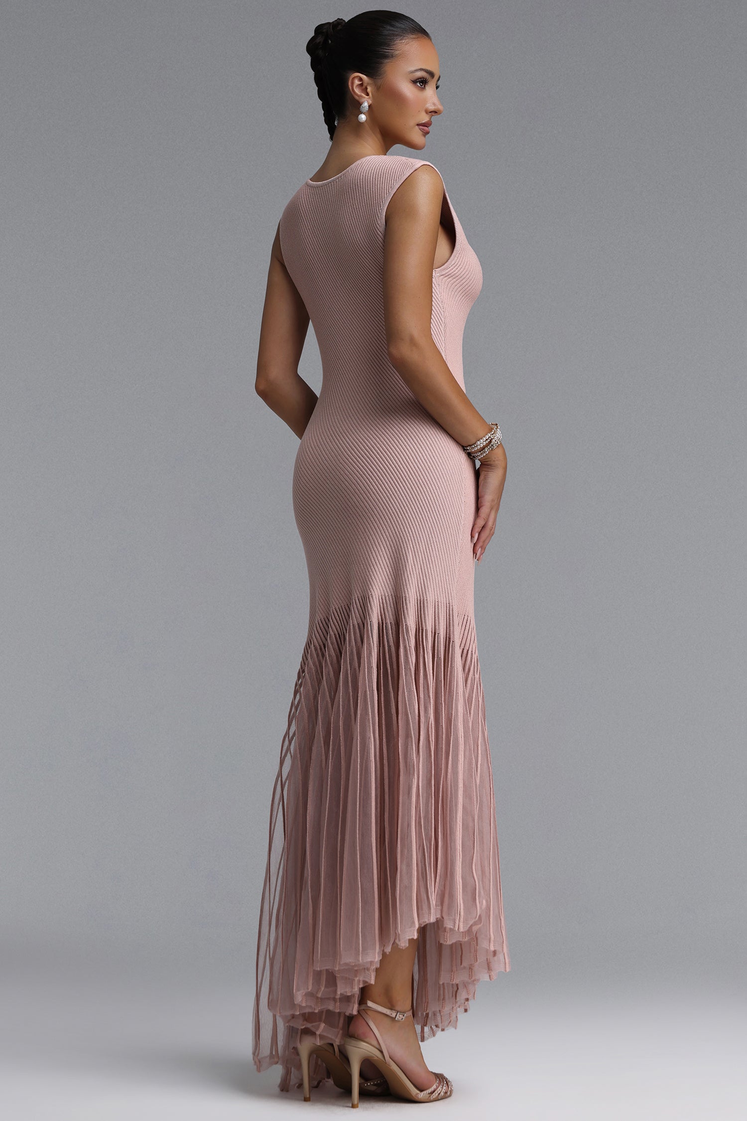 Sucia Elegant Cinched V Neck Sleeveless Knit Maxi Dress	