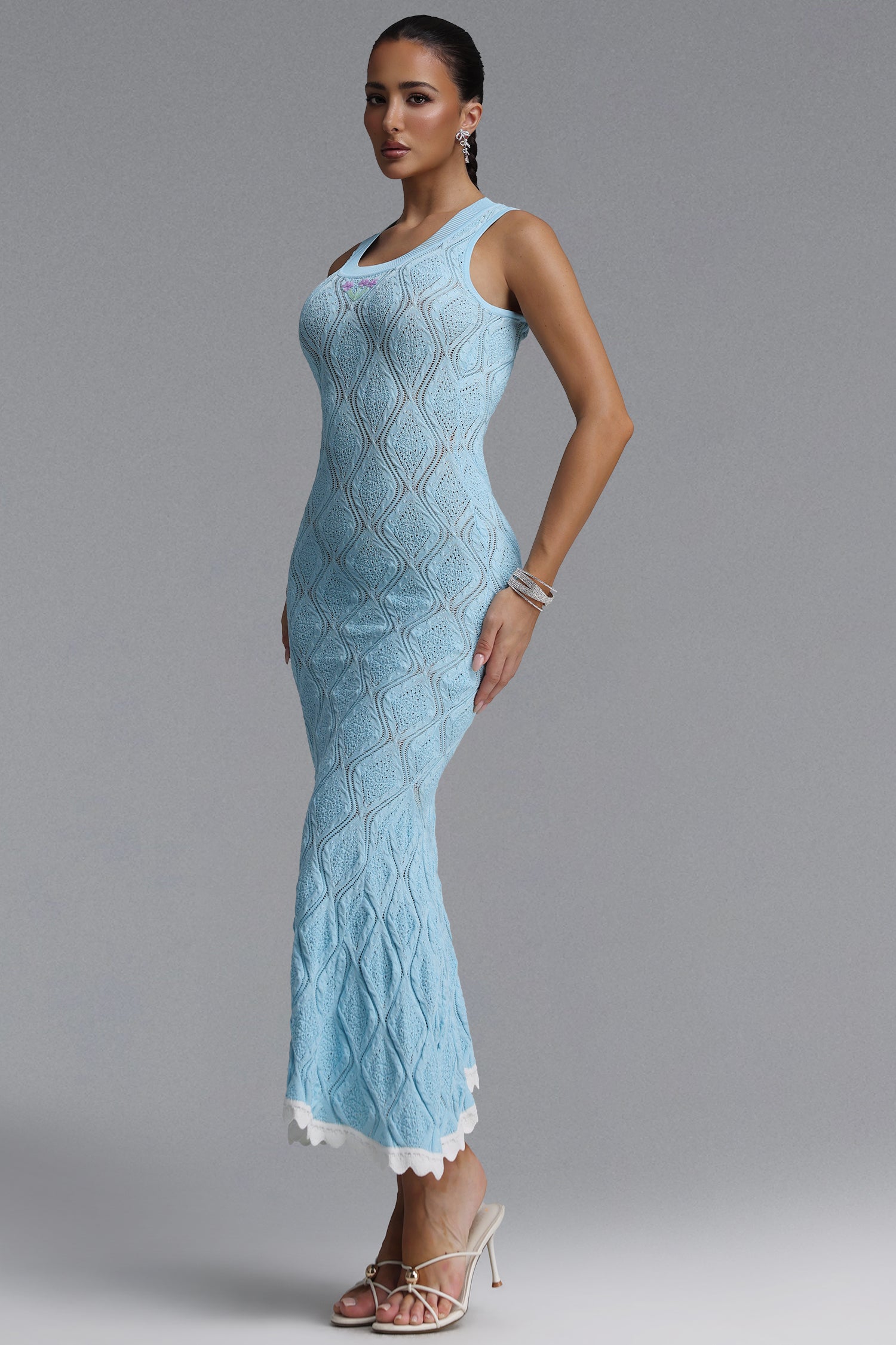 Kaci Elegant Cinched Sleeveless Knit Maxi Dress	