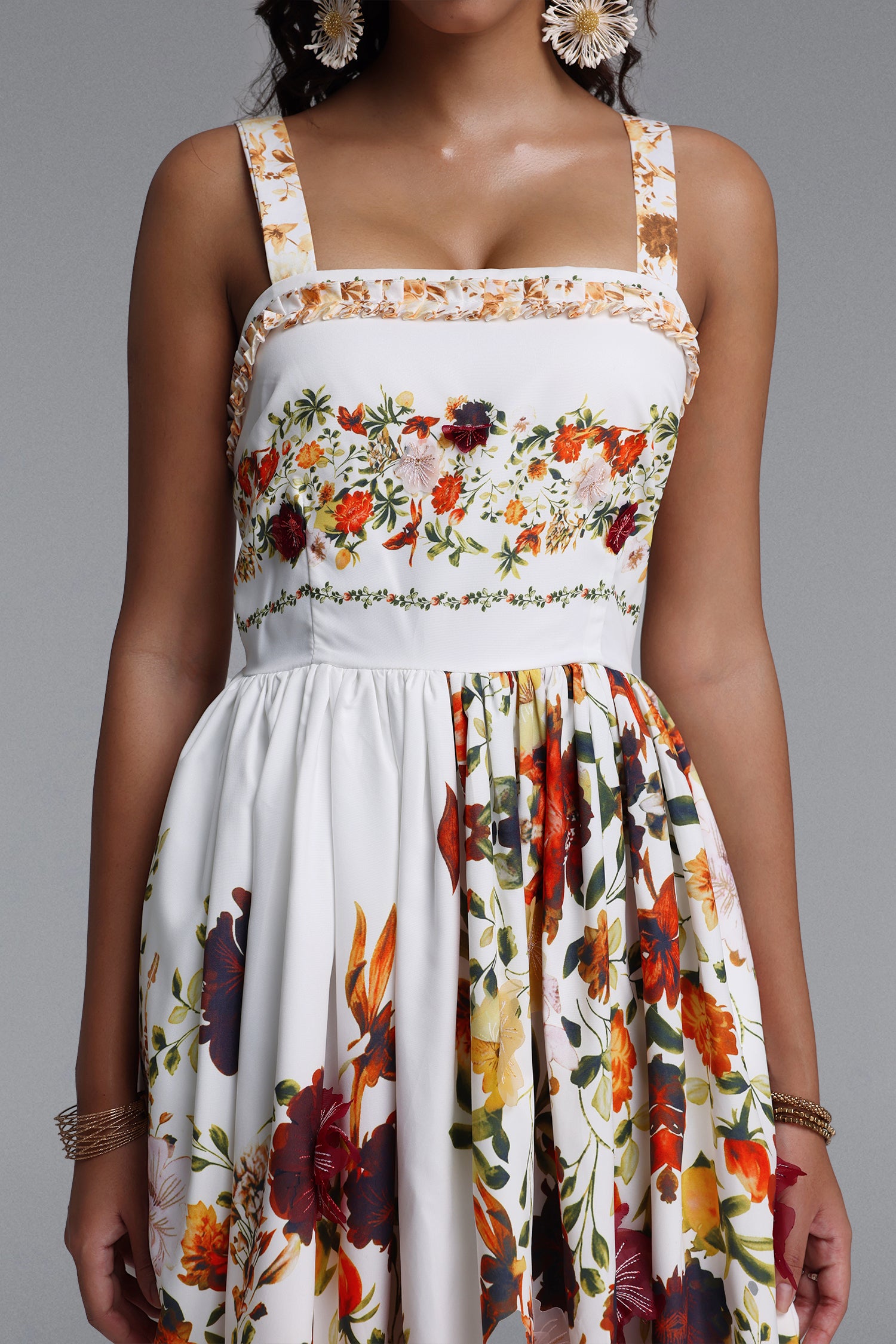 Gayu Resort Flowy Sleeveless Floral Print Woven Floral Maxi Dress	