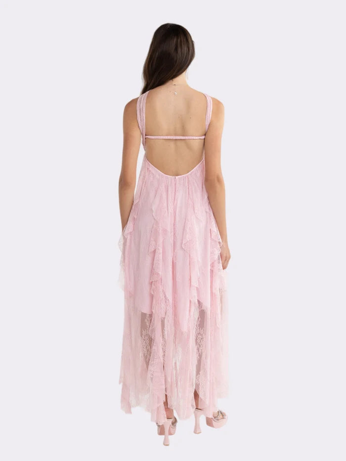 Aurora Halter Lace Pink Dress | Nana Jacqueline