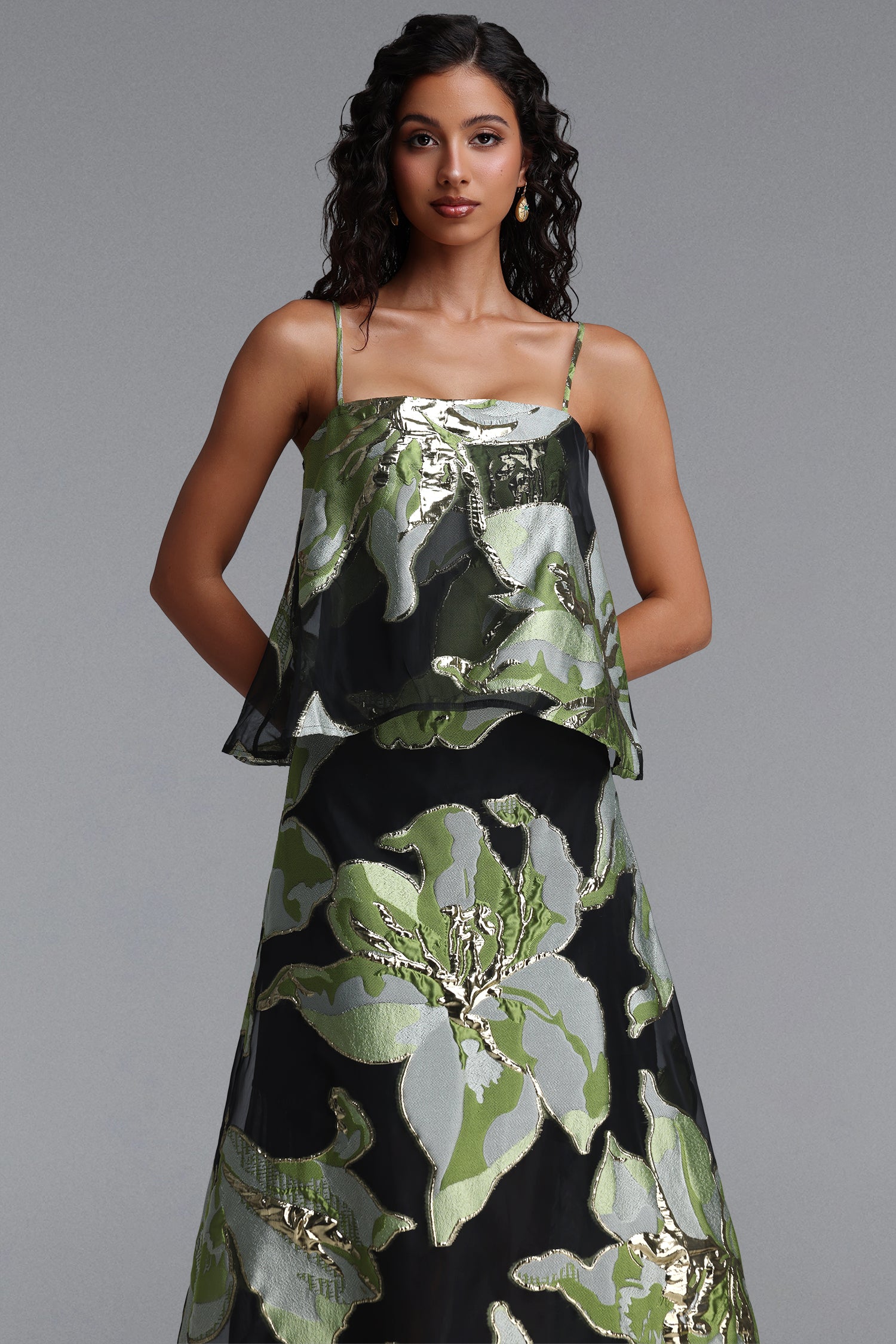Rosita Resort Flowy Spaghetti Strap Floral Woven Maxi Dress	