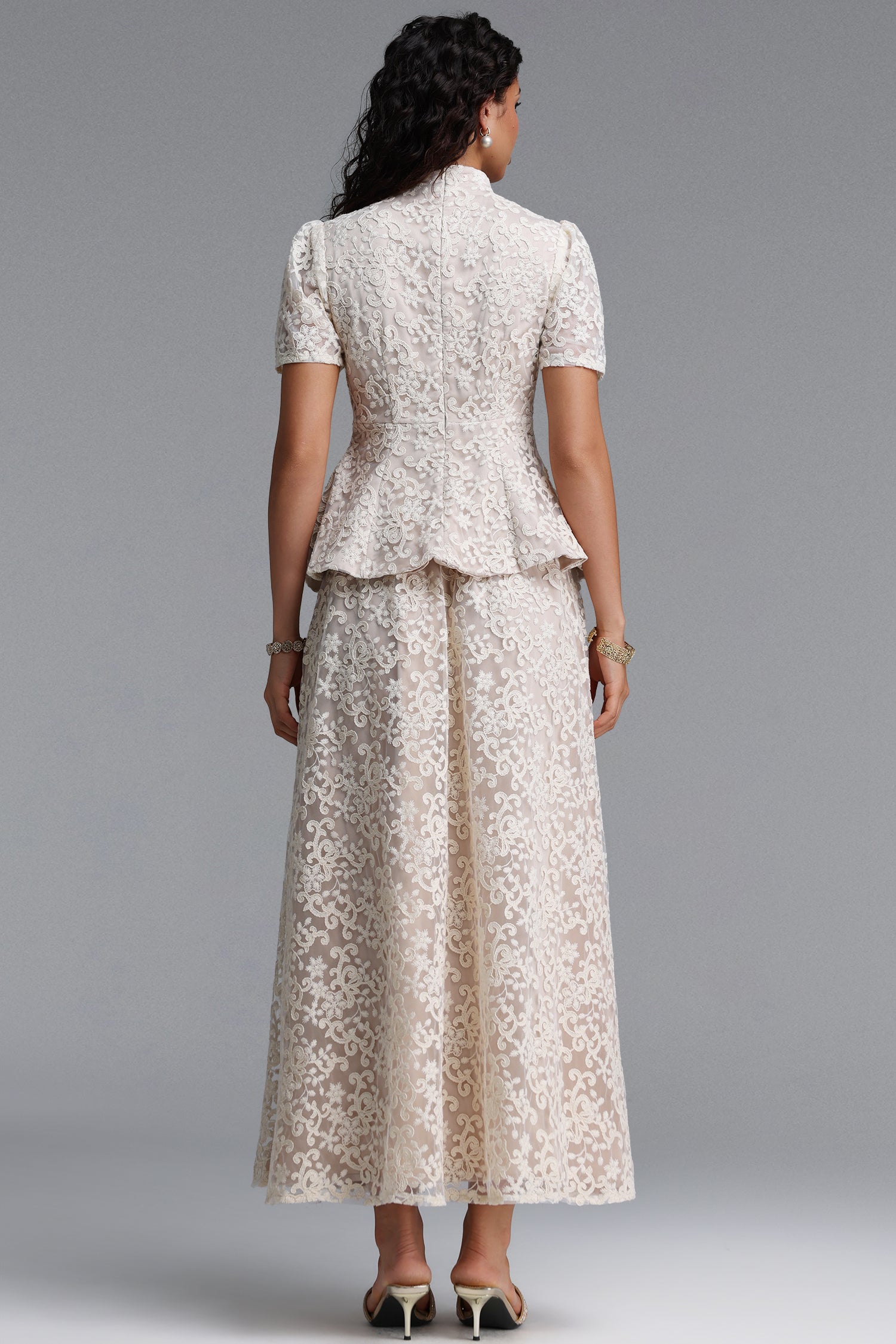 Valerie Vintage Tailored Embroidered Floral Woven Top Or Skirt	