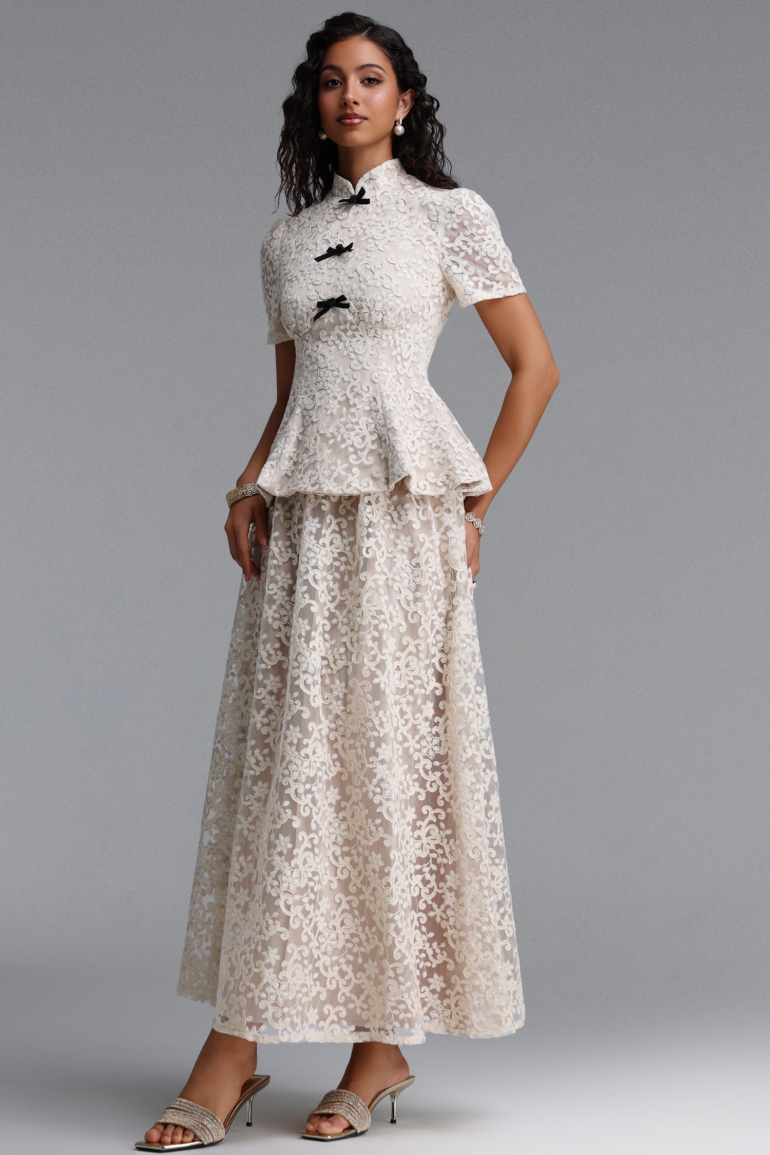 Valerie Vintage Tailored Embroidered Floral Woven Top Or Skirt	