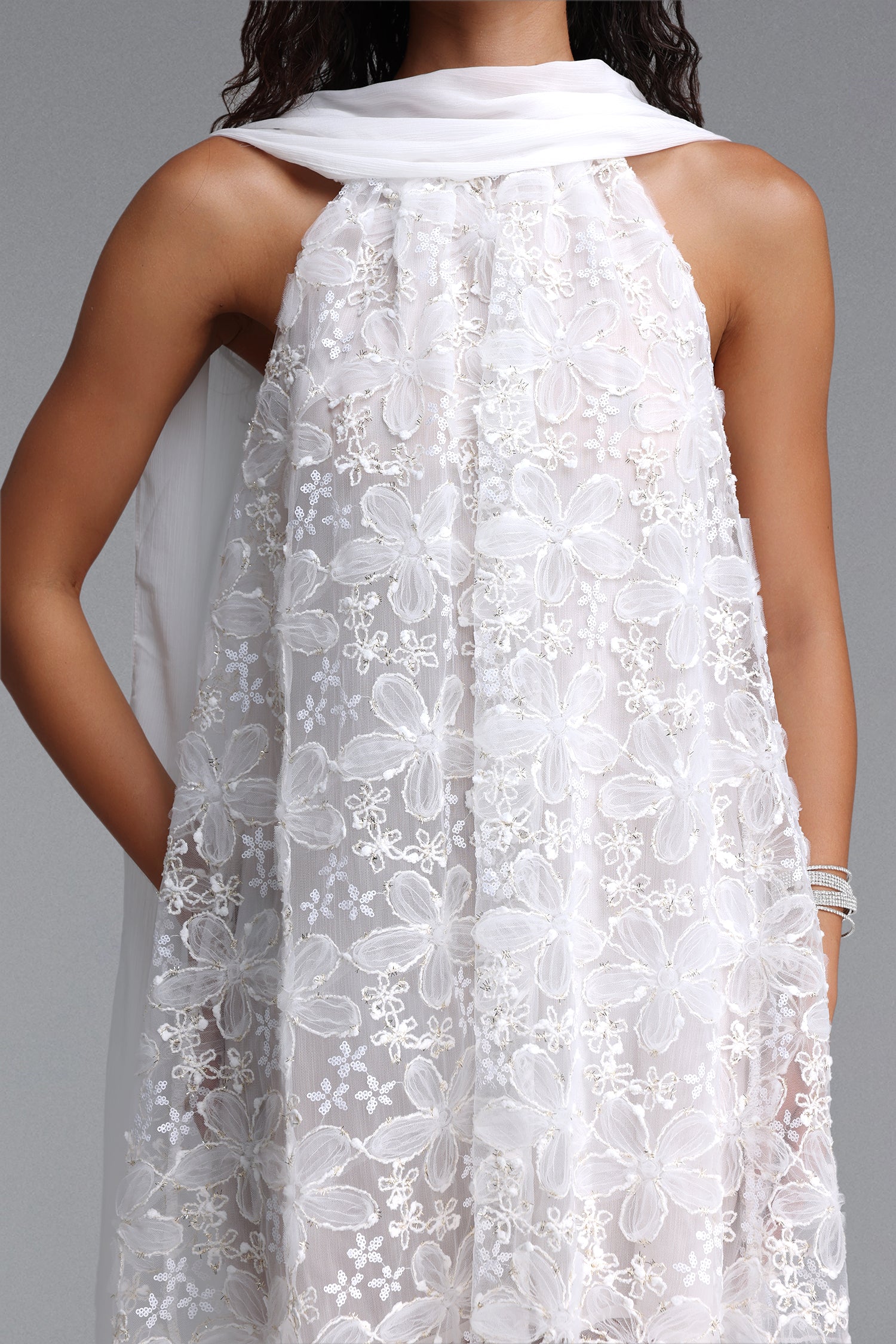 Lori Romantic Flowy Chiffon Tie Sleeveless Floral Woven Mini Dress	