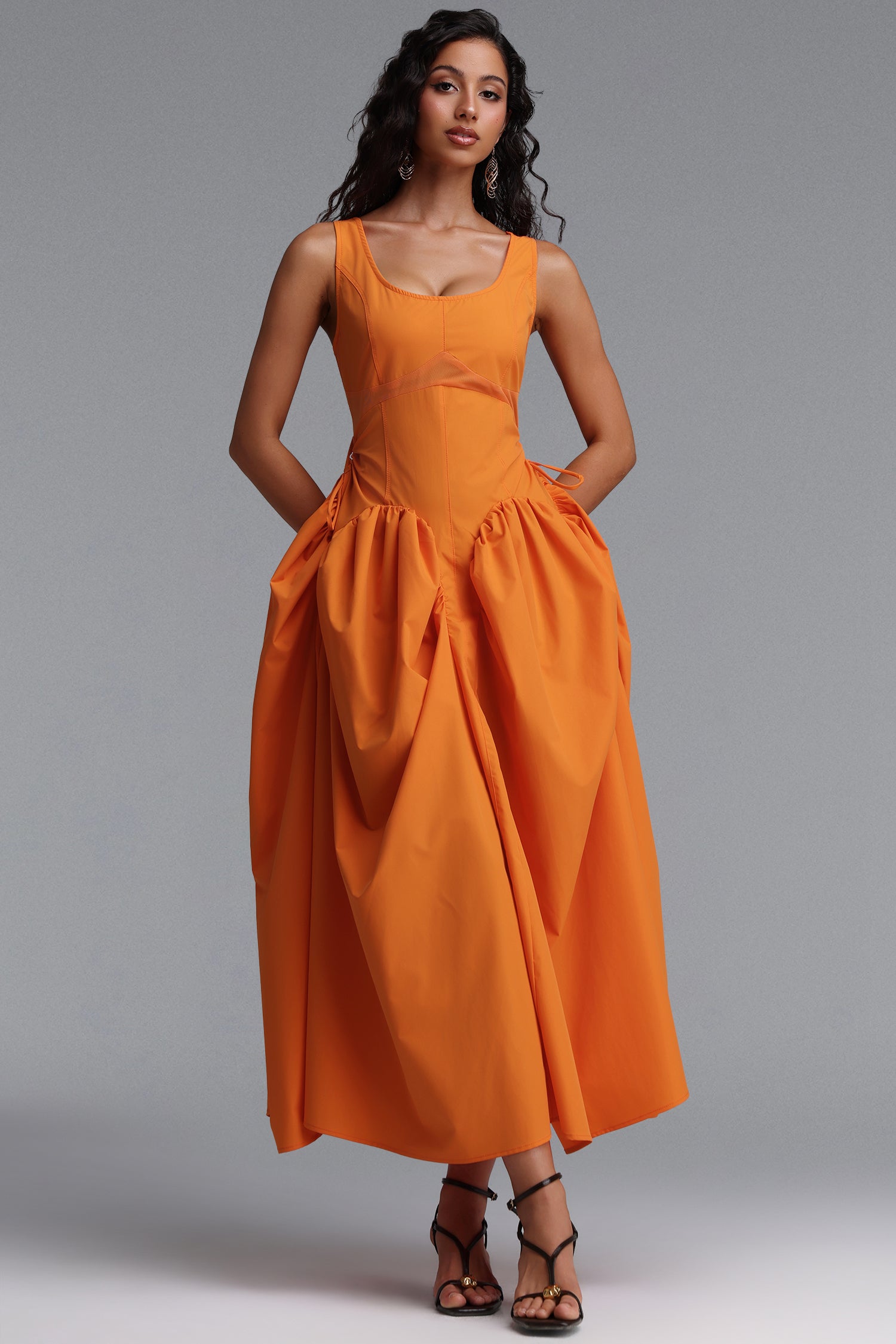 Hzere Chic Tailored Sleeveless Woven Maxi Dress	
