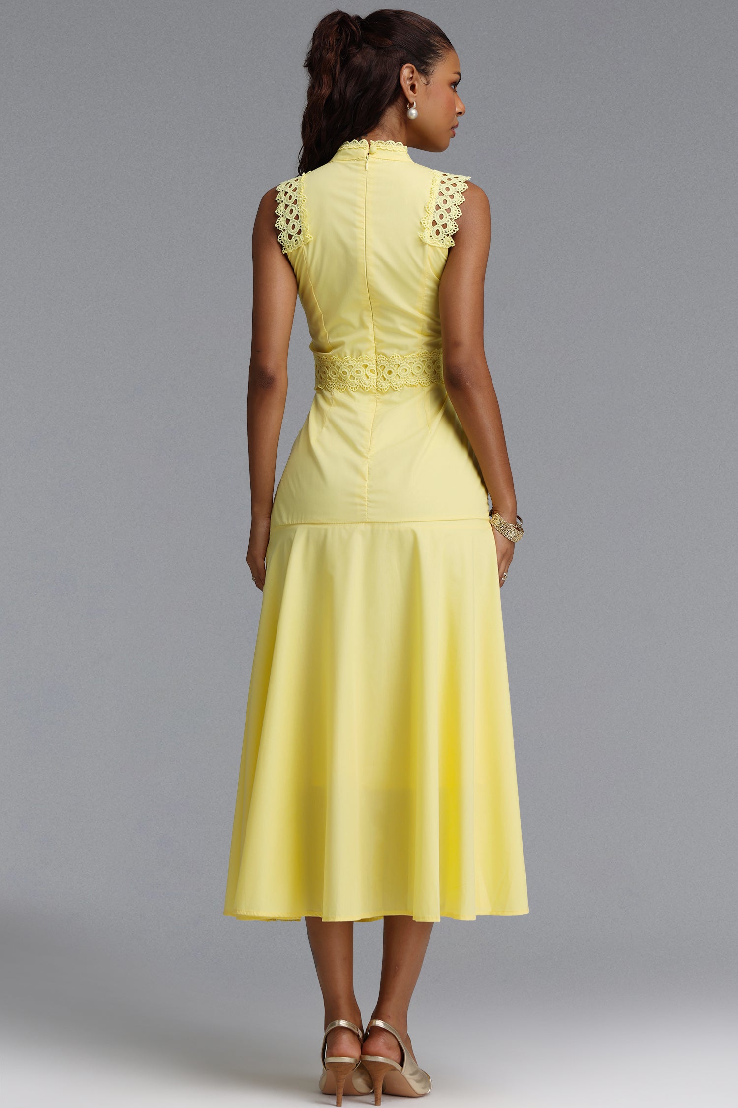 Inez Resort Contour Sleeveless Woven Yellow Maxi Dress	