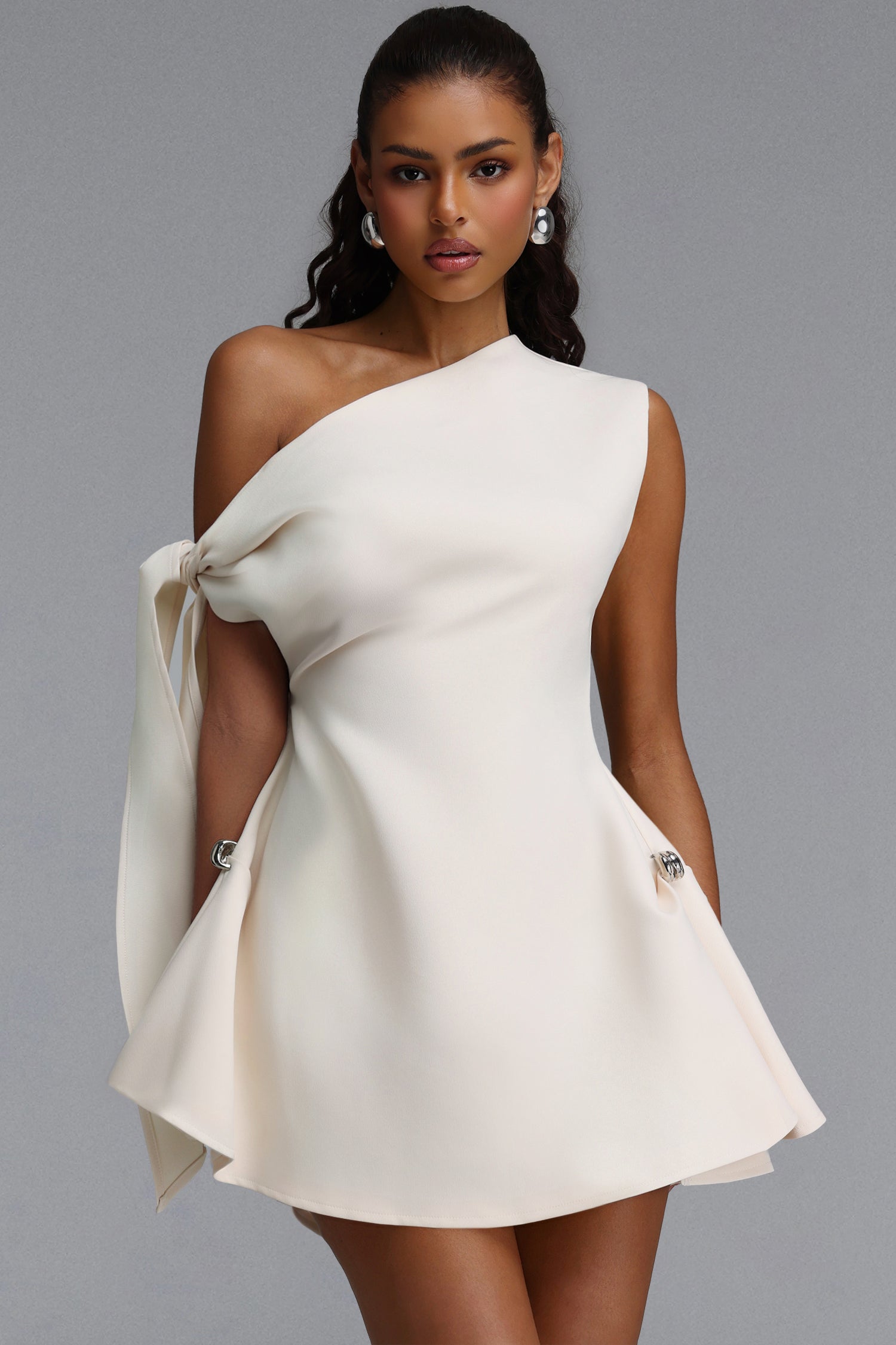 Denali Chic Tailored One Shoulder  Asymmetric Woven Mini Dress	