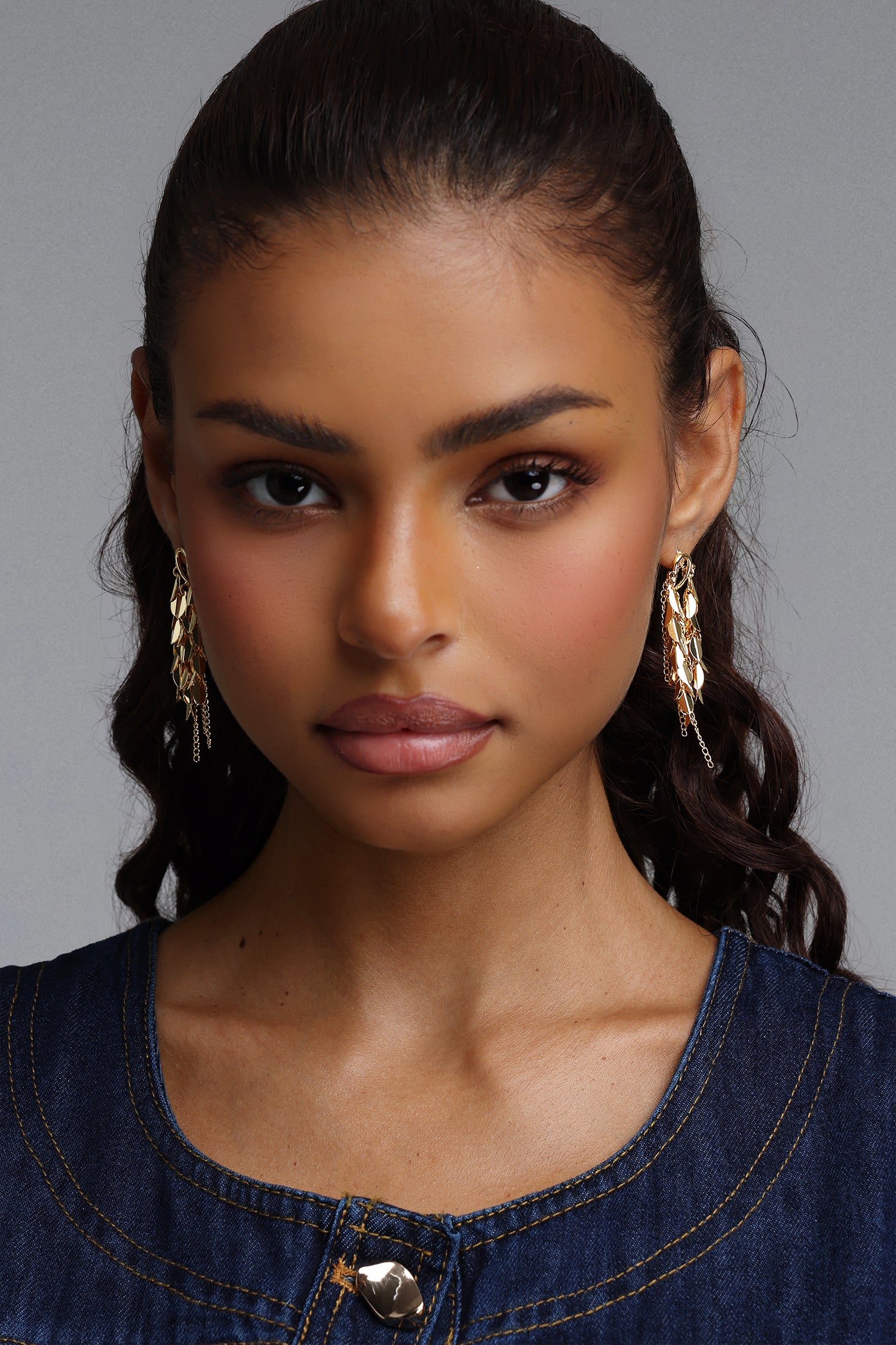 Kiwis Luxury Multi-Layered Leaf Tassel Earrings	