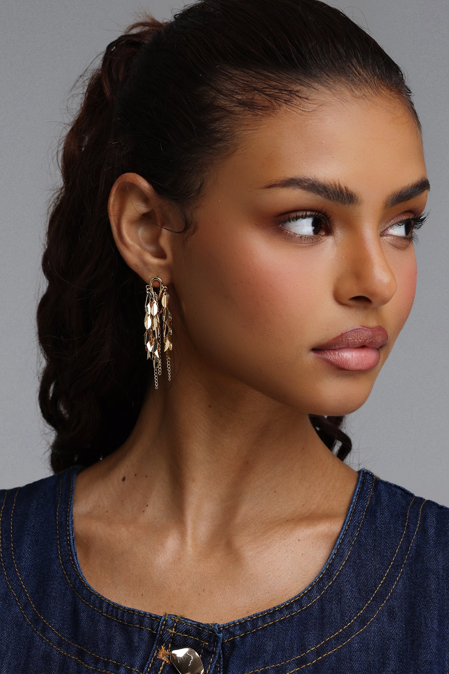 Kiwis Luxury Multi-Layered Leaf Tassel Earrings	