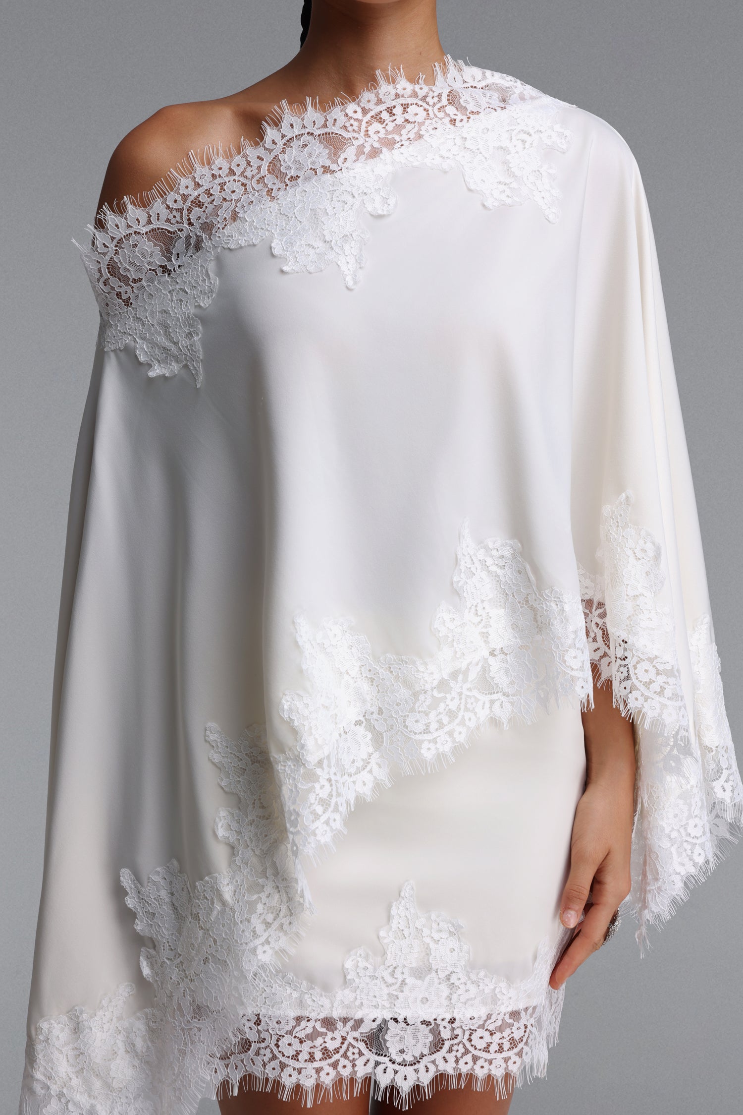 Lerla Romantic Tailored Lace Trimmed Woven Top and Skirt Two Piece Set	
