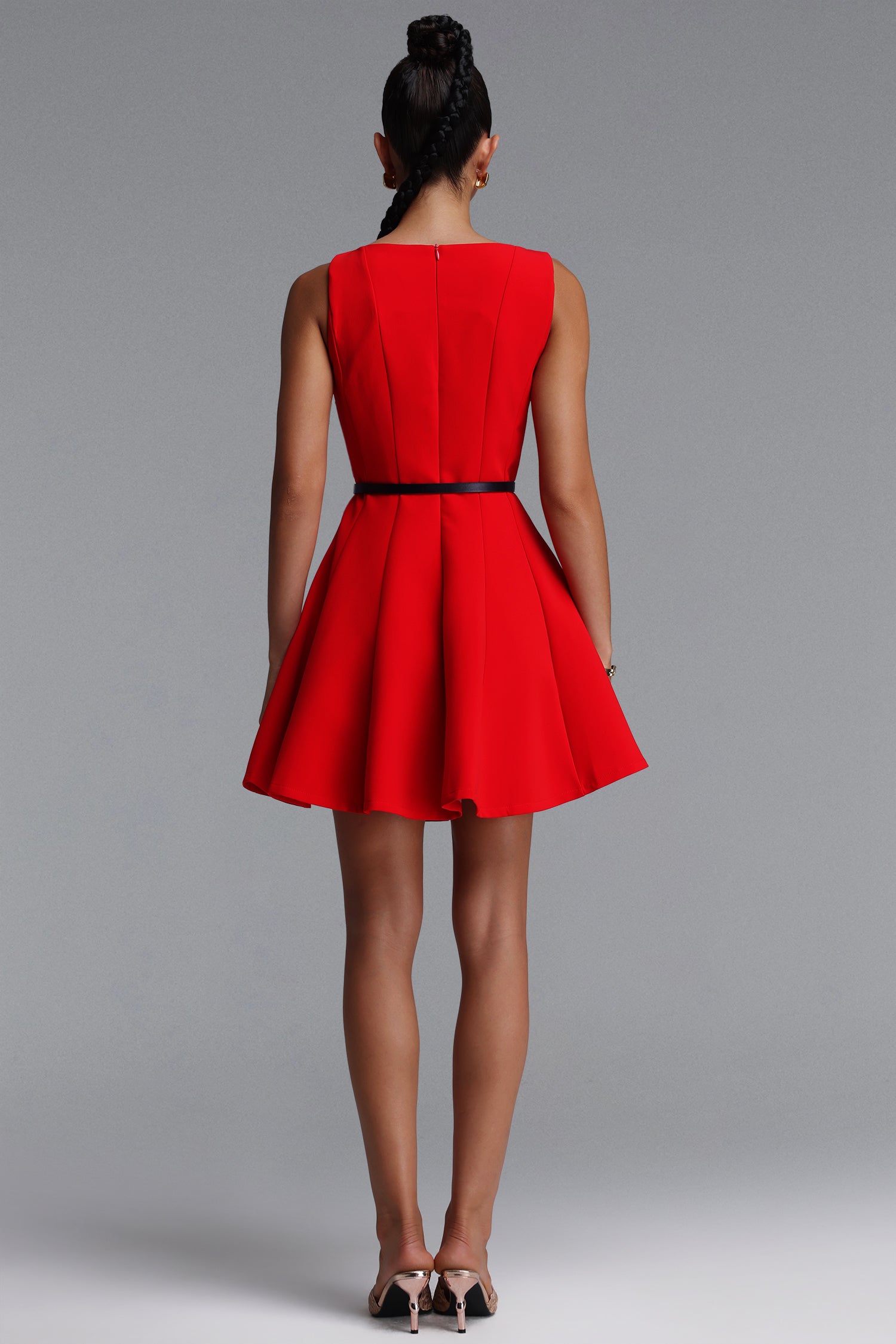 Paomi Classic Tailored Sleeveless Woven BrightRed Mini Dress	