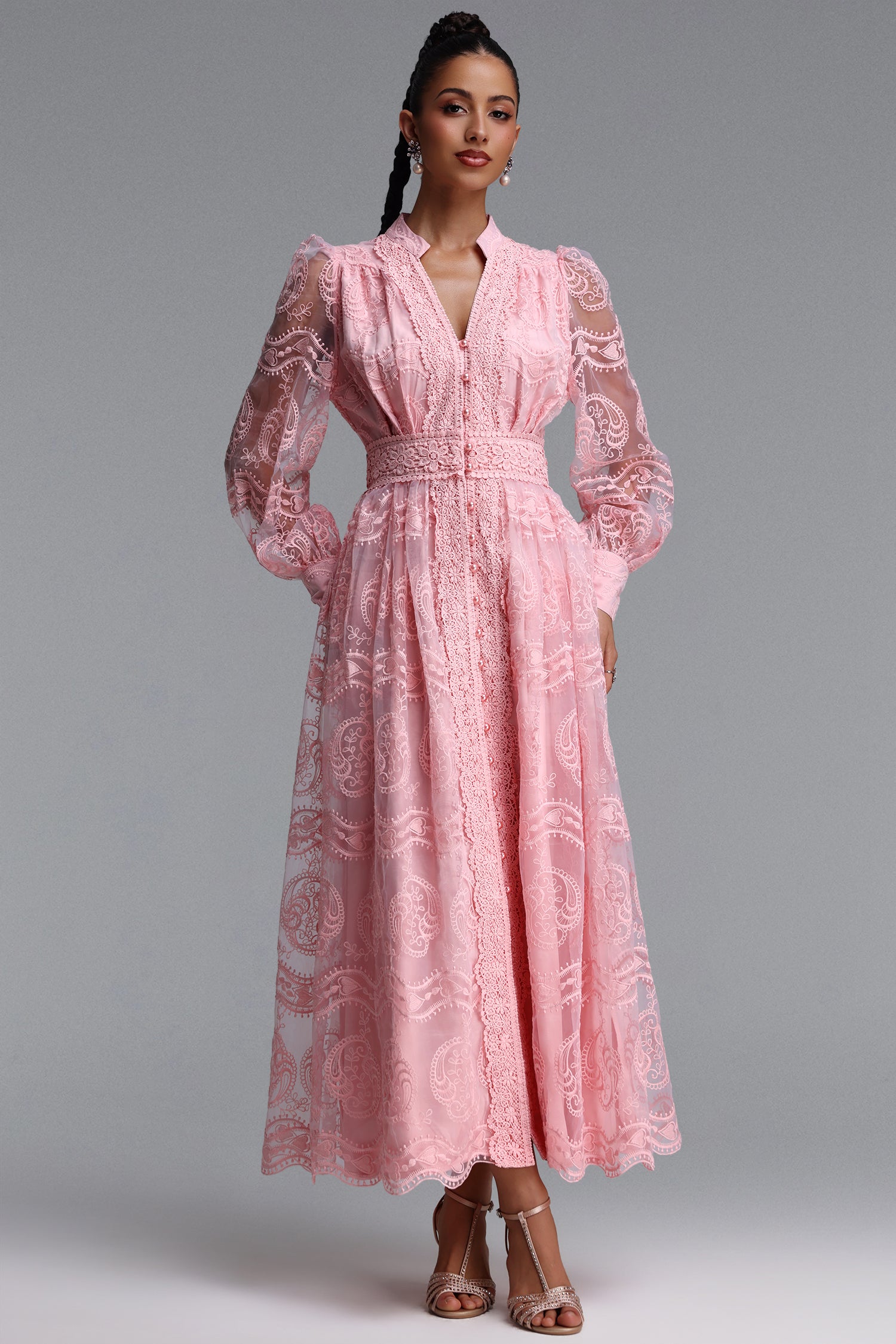 Jaylee Romantic Flowy Woven Maxi Dress	