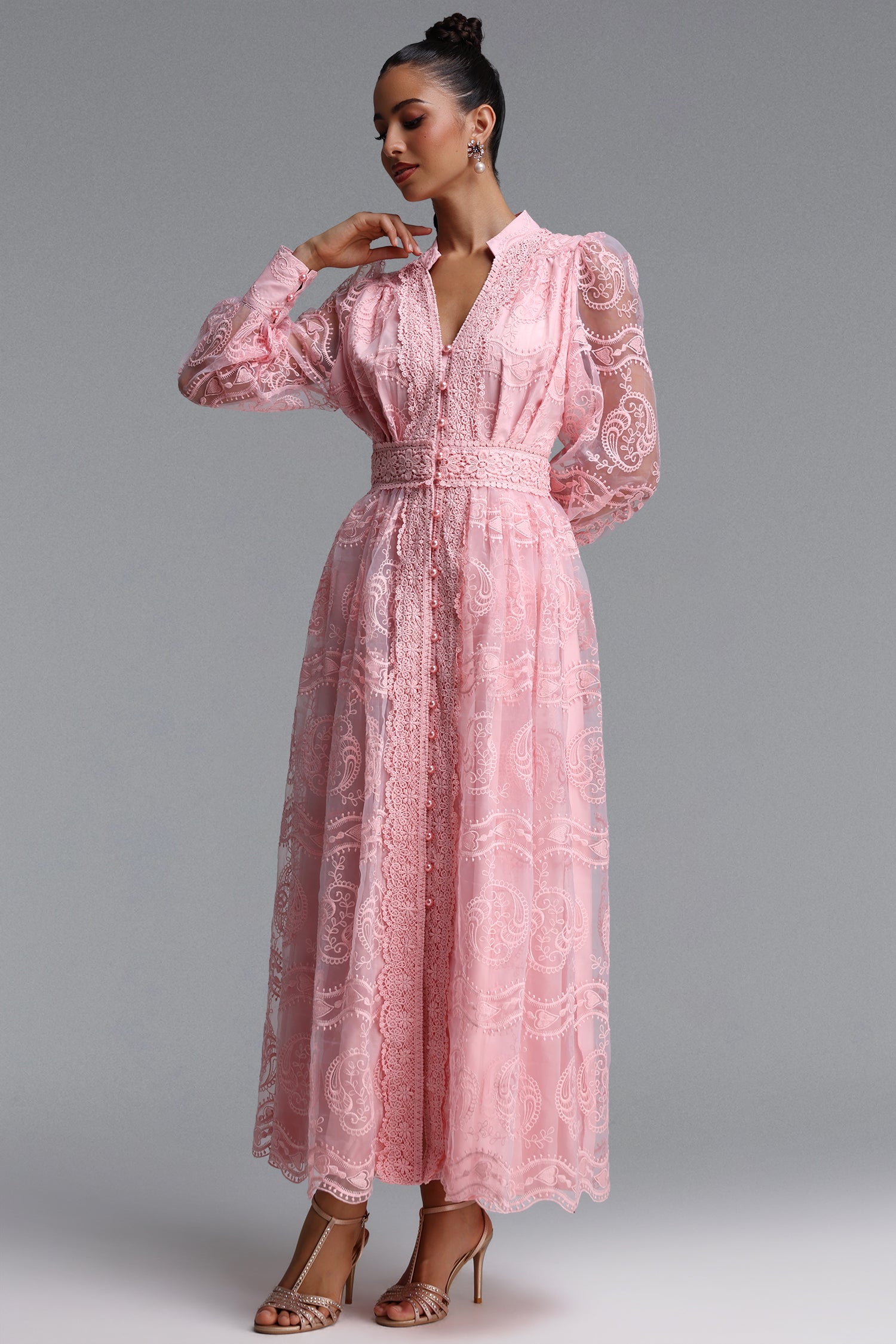 Jaylee Romantic Flowy Woven Maxi Dress	